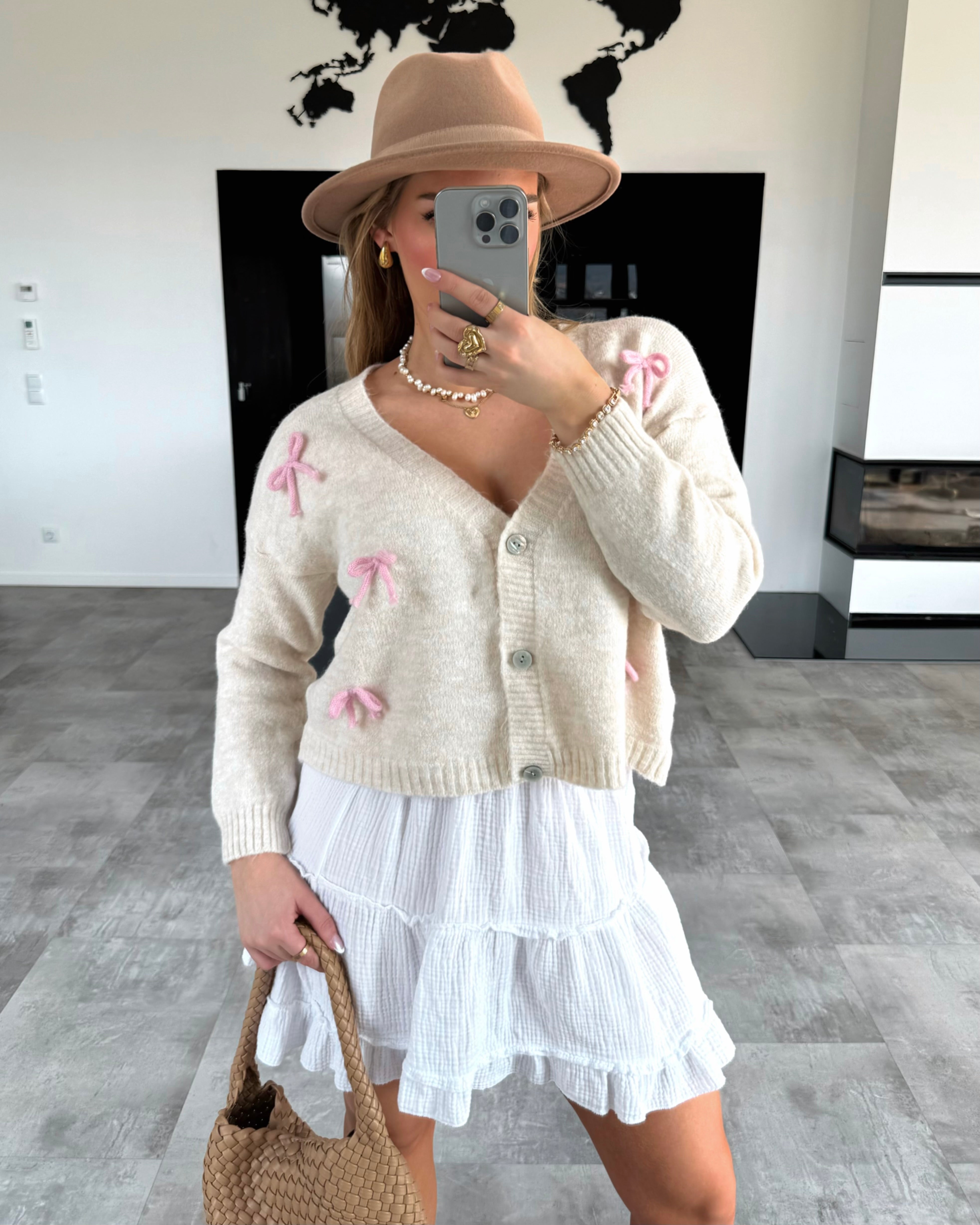 Cardigan "Cute Bows" Ecru