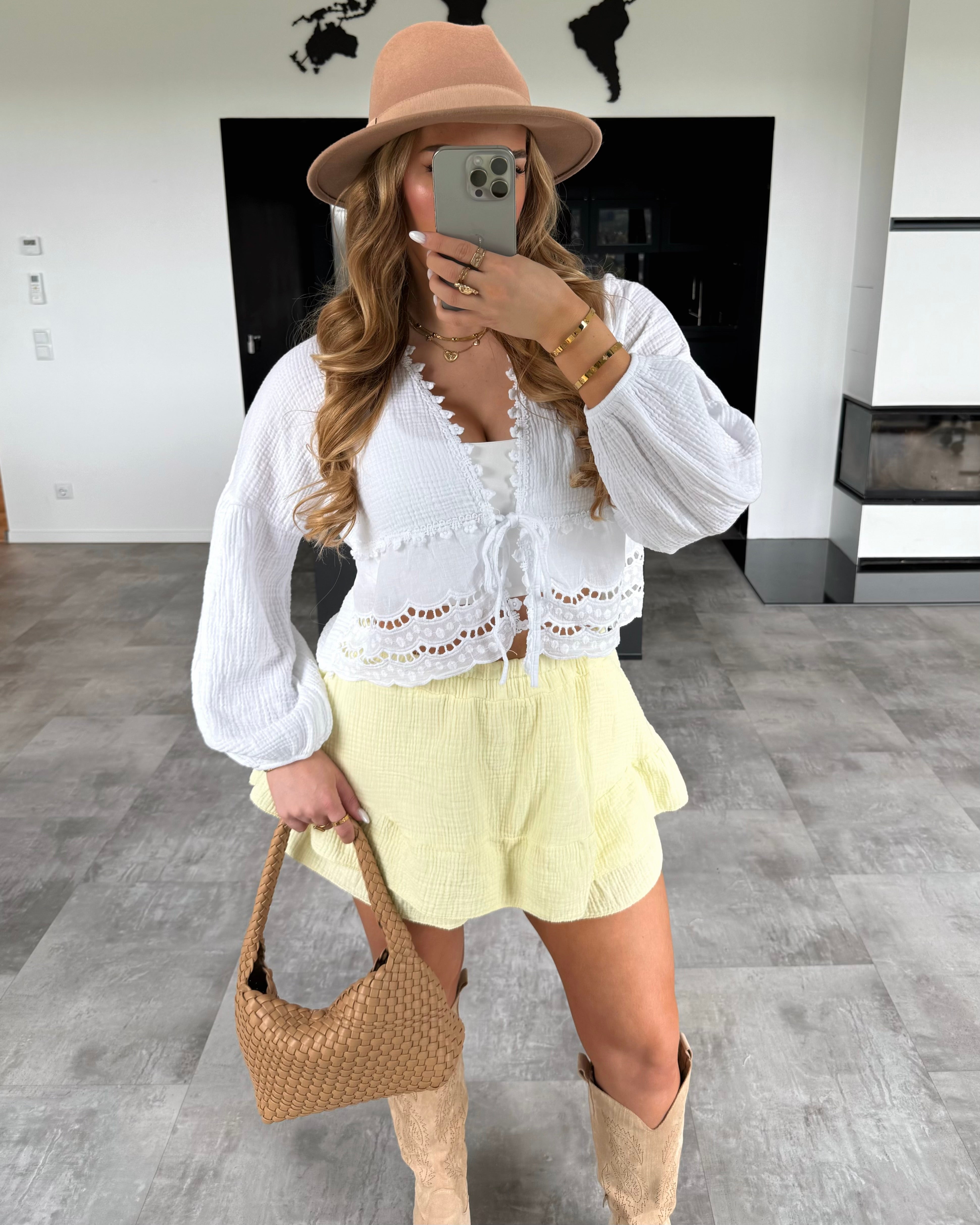 Musselin Knoten-Bluse "Emmi" Weiß