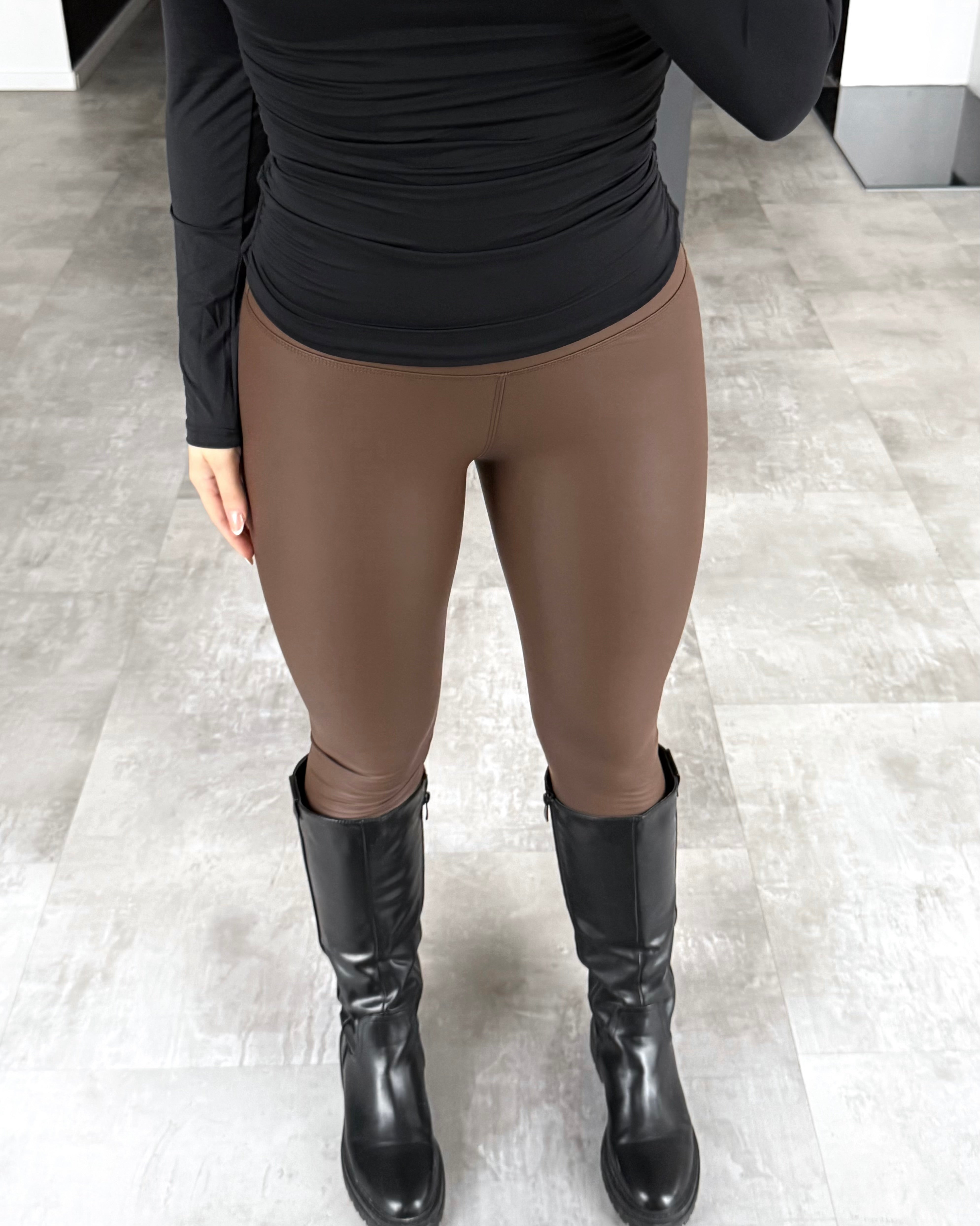 Lederleggings Gefüttert Chocolate