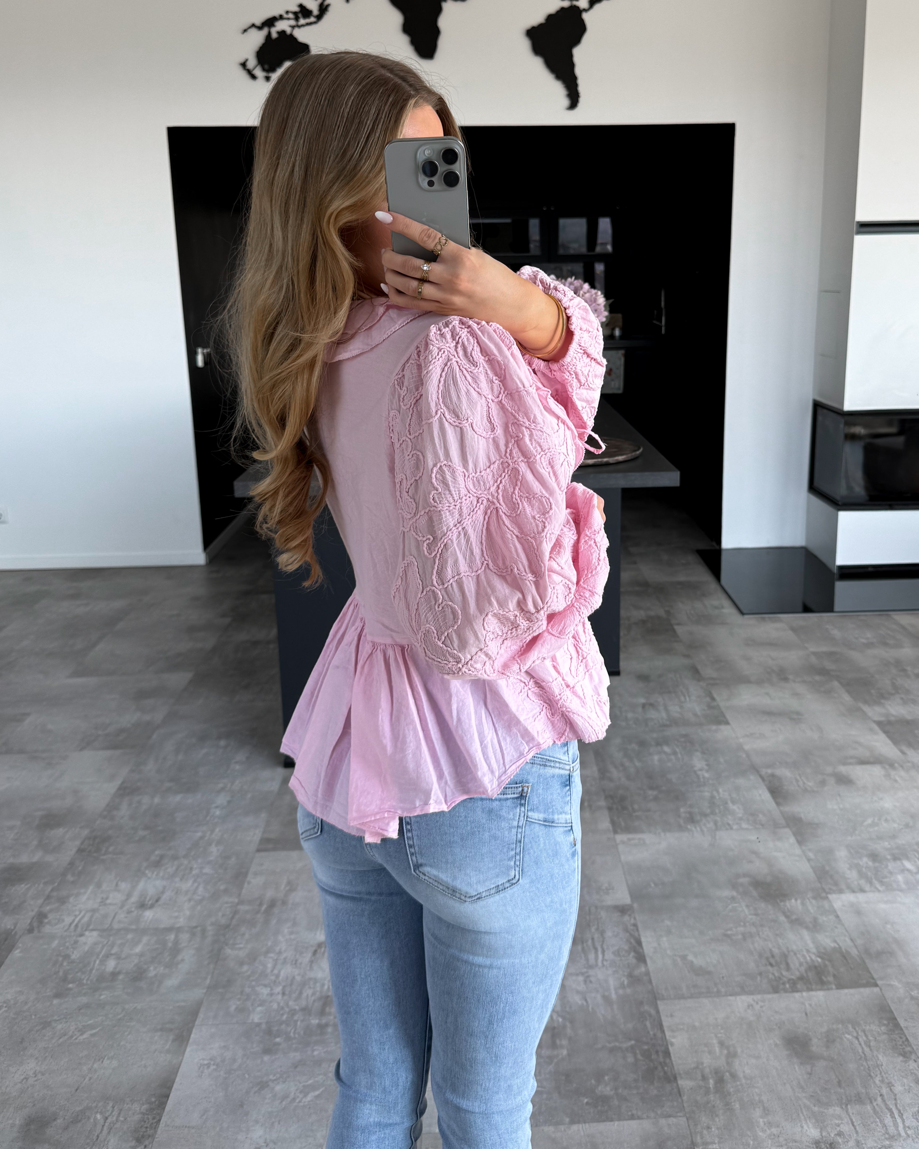 Baumwoll Knoten-Bluse "Grace" Bubblegum Rosa