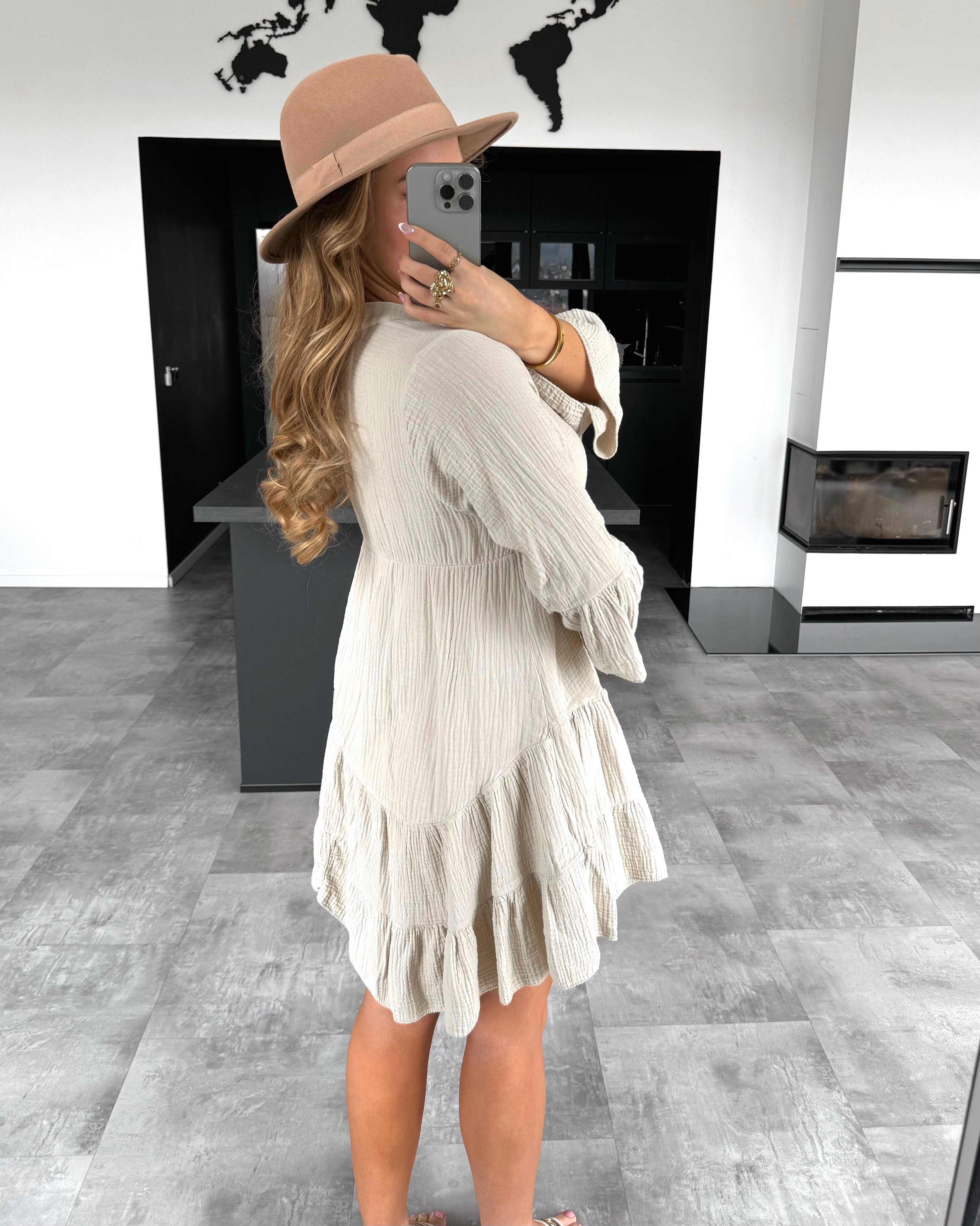 Musselin Kleid „Sofia“ Beige