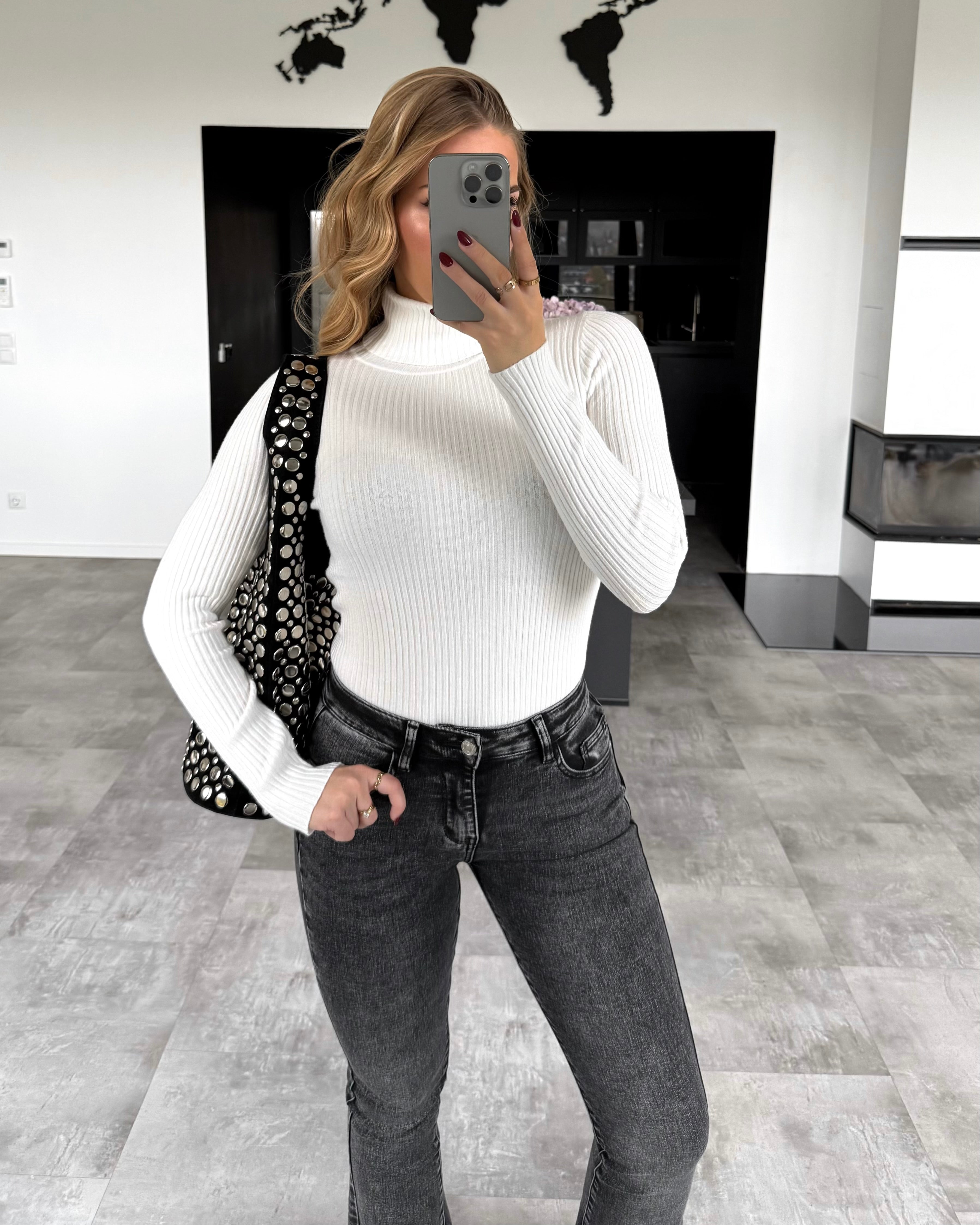 Rollkragenpullover "Rosy" Weiß