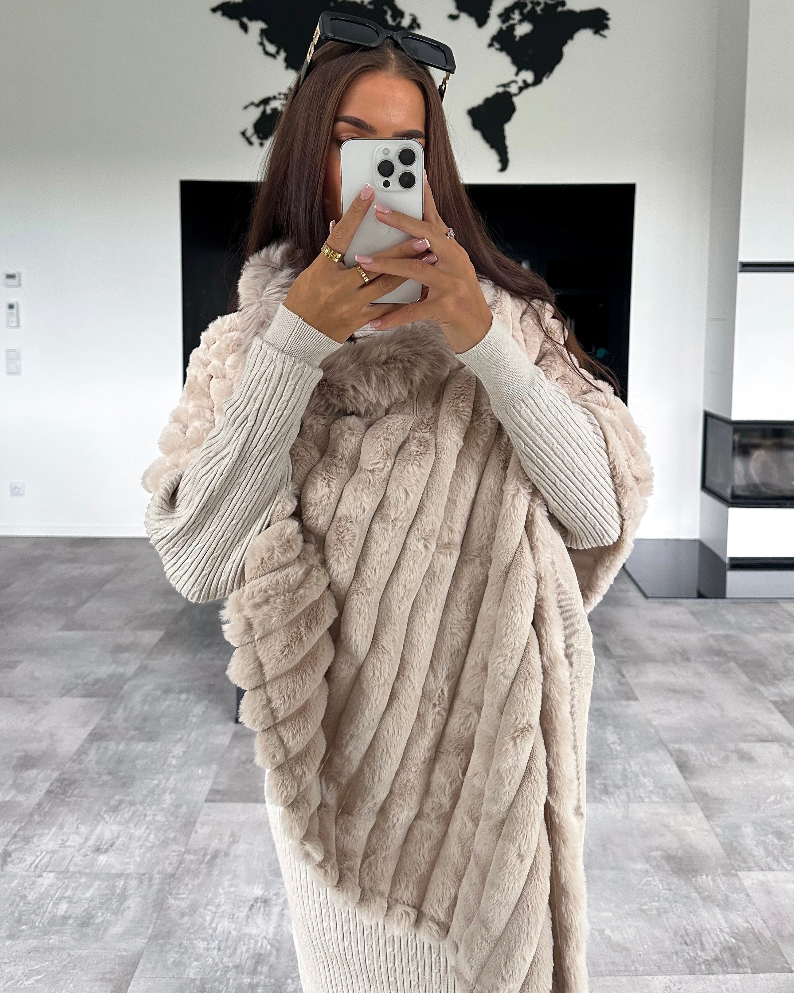 Poncho "Heather" Beige