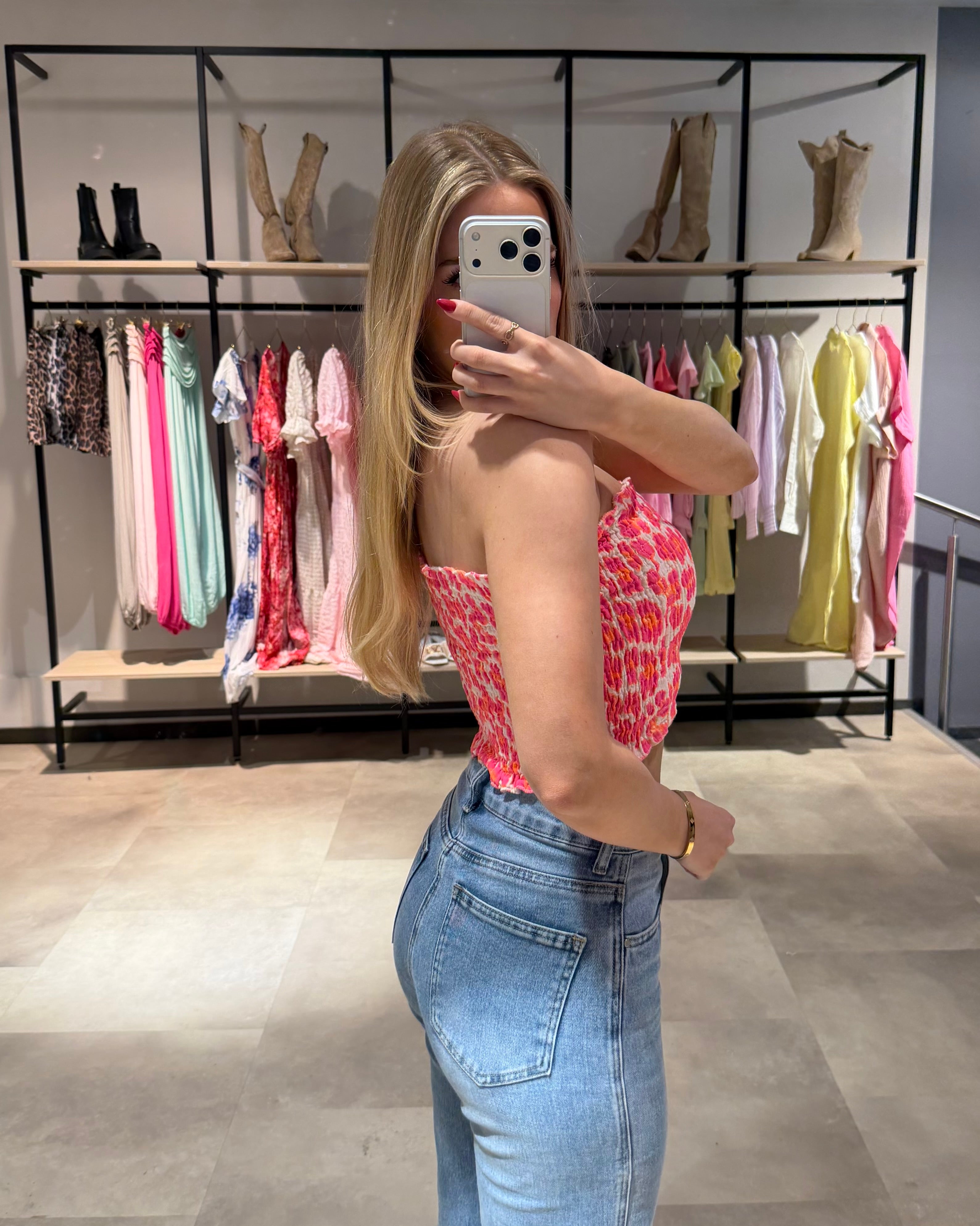 Bandeau Top "Bambi" Leo Neon Pink