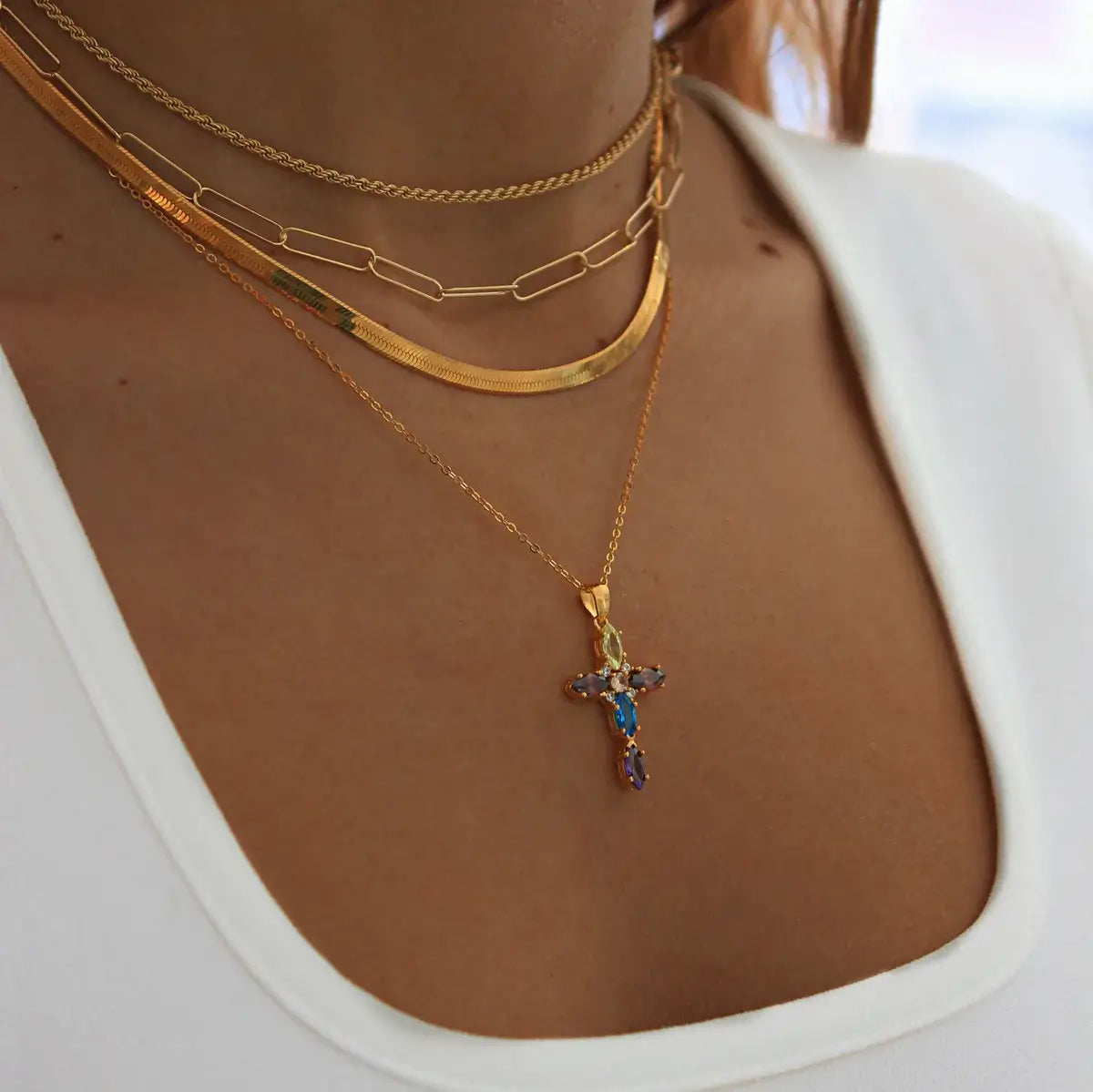 Ladies gold 2025 cross necklace