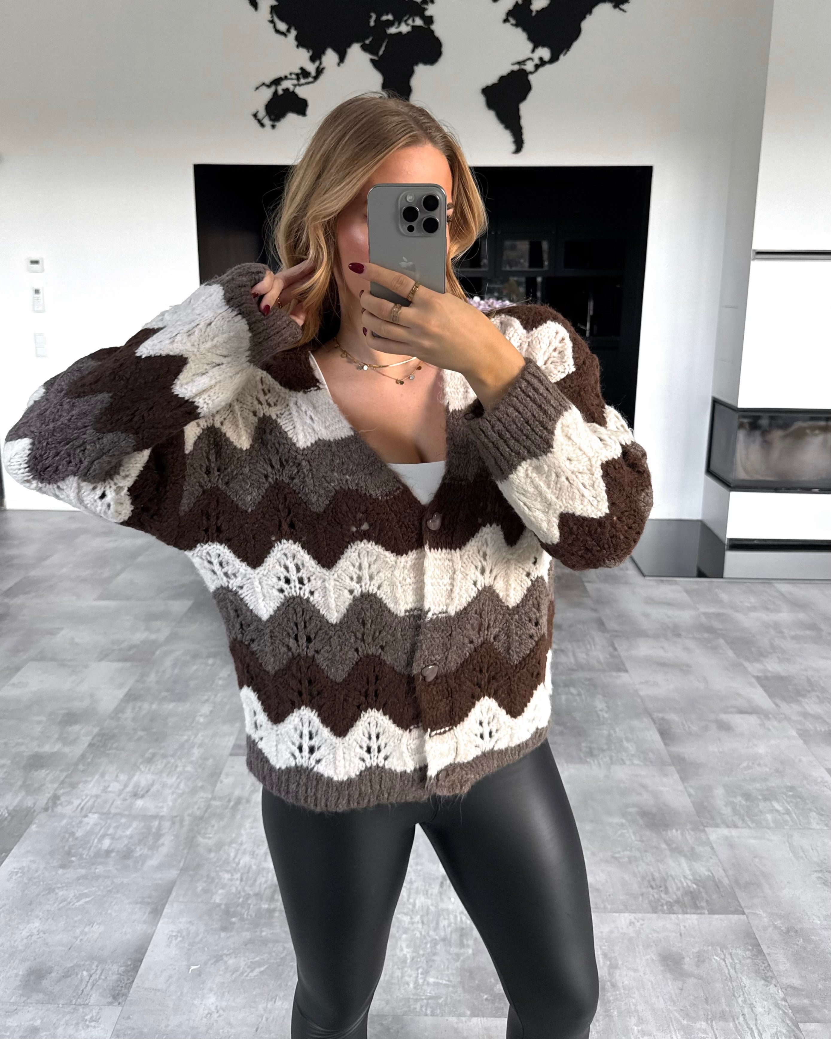 Häkelcardigan "Tweety" Multicolour Braun