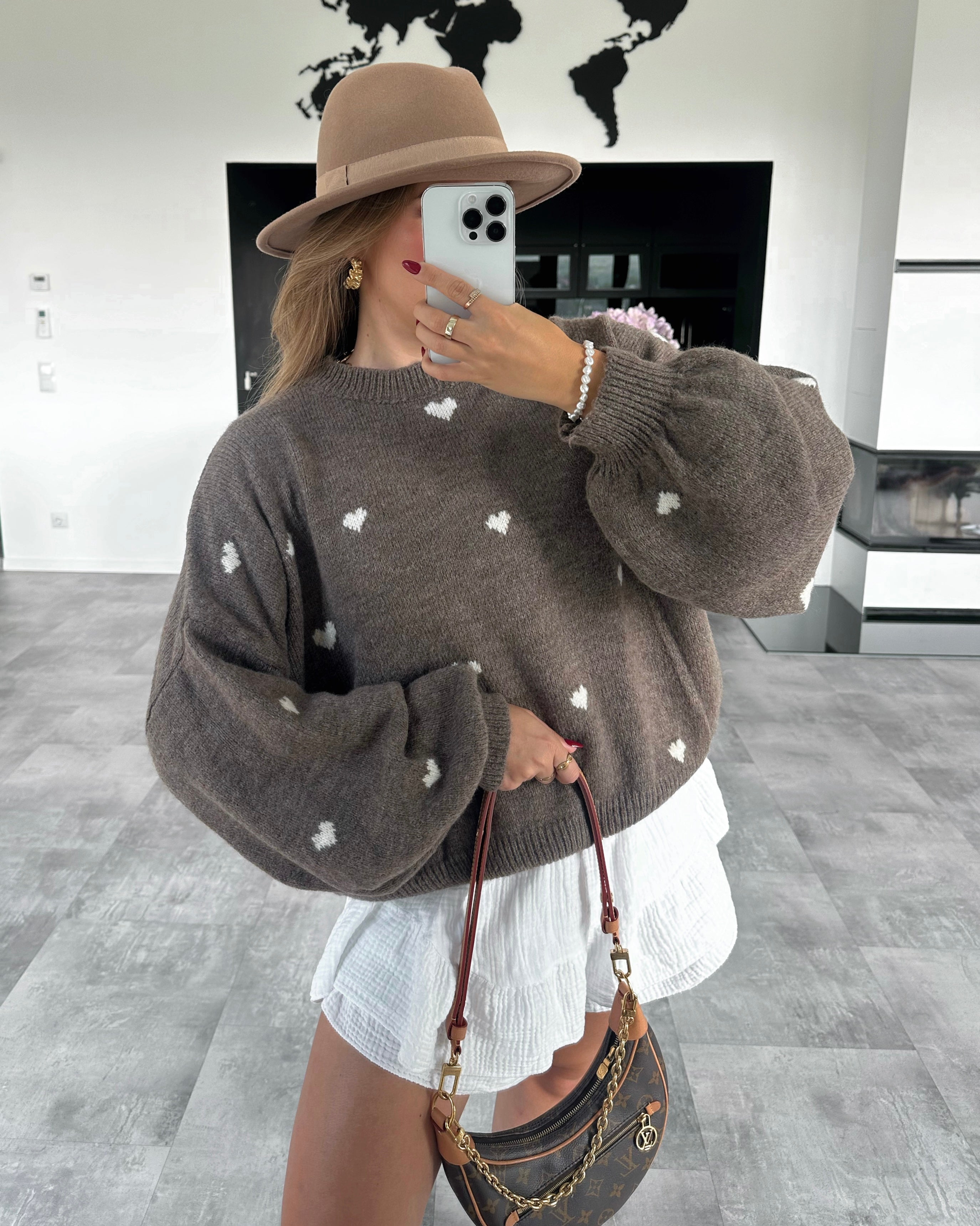 Pullover "Little Love" Braun-Weiß
