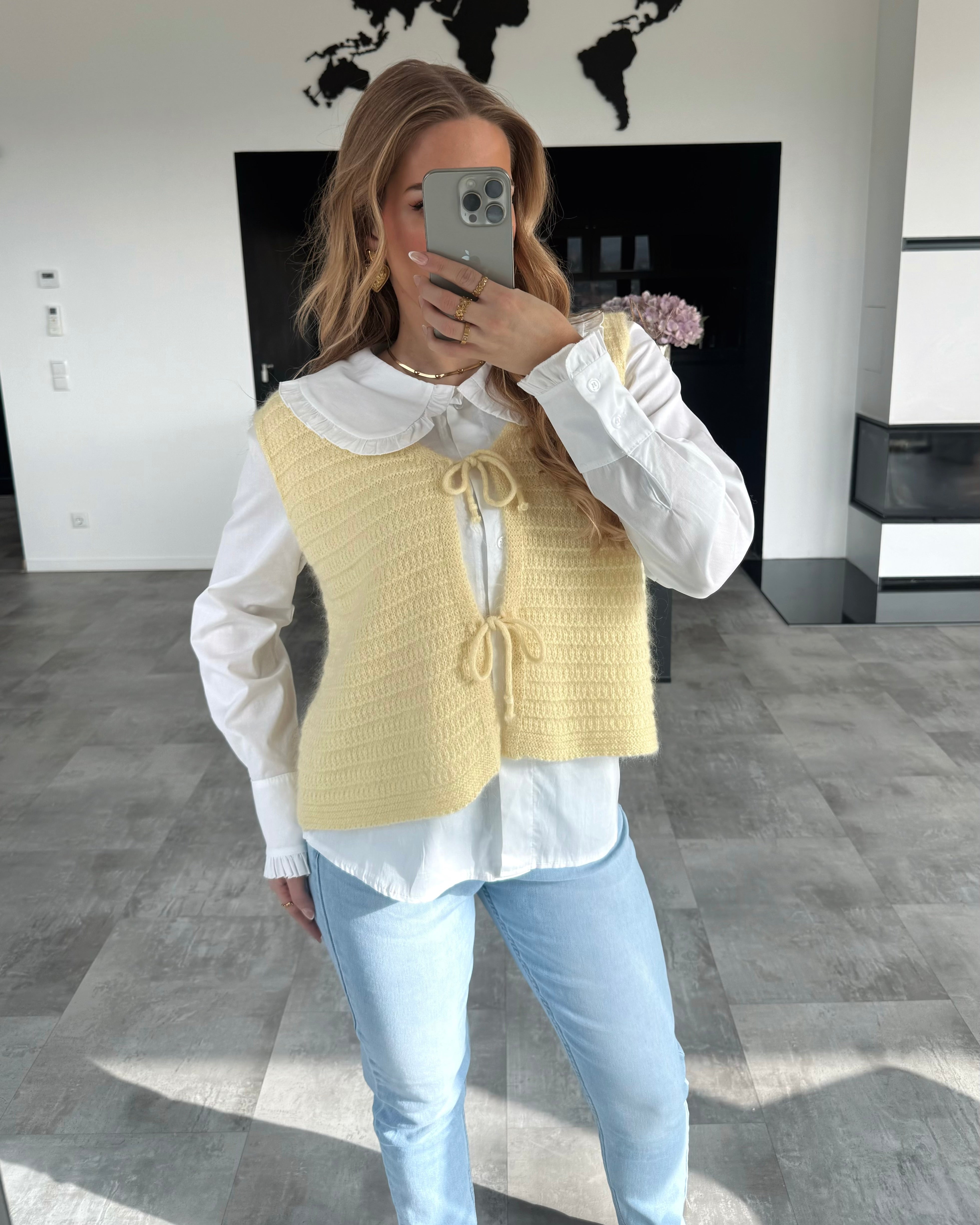 Knoten-Strickpullunder "Fenja" Gelb