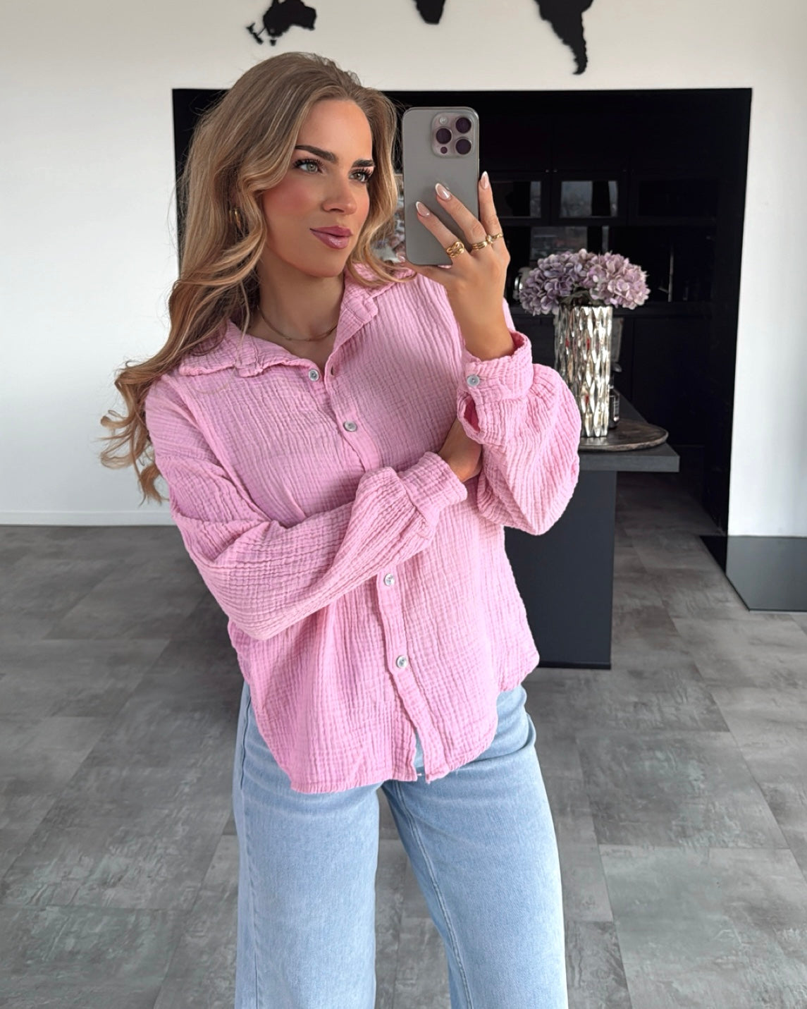 Musselin Bluse “Mila” Bubblegum Rosa