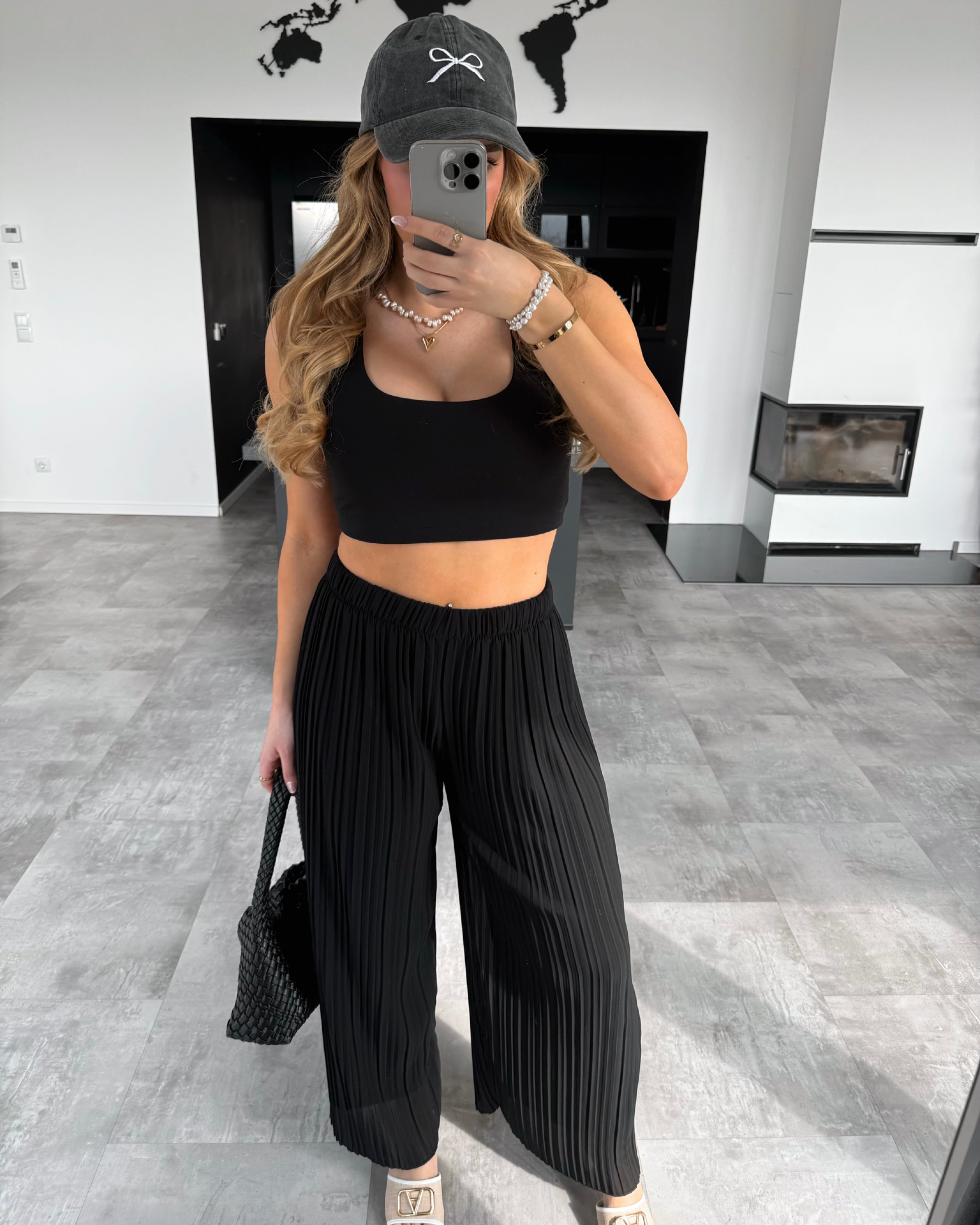Plissierte Hose "Mala“ Schwarz