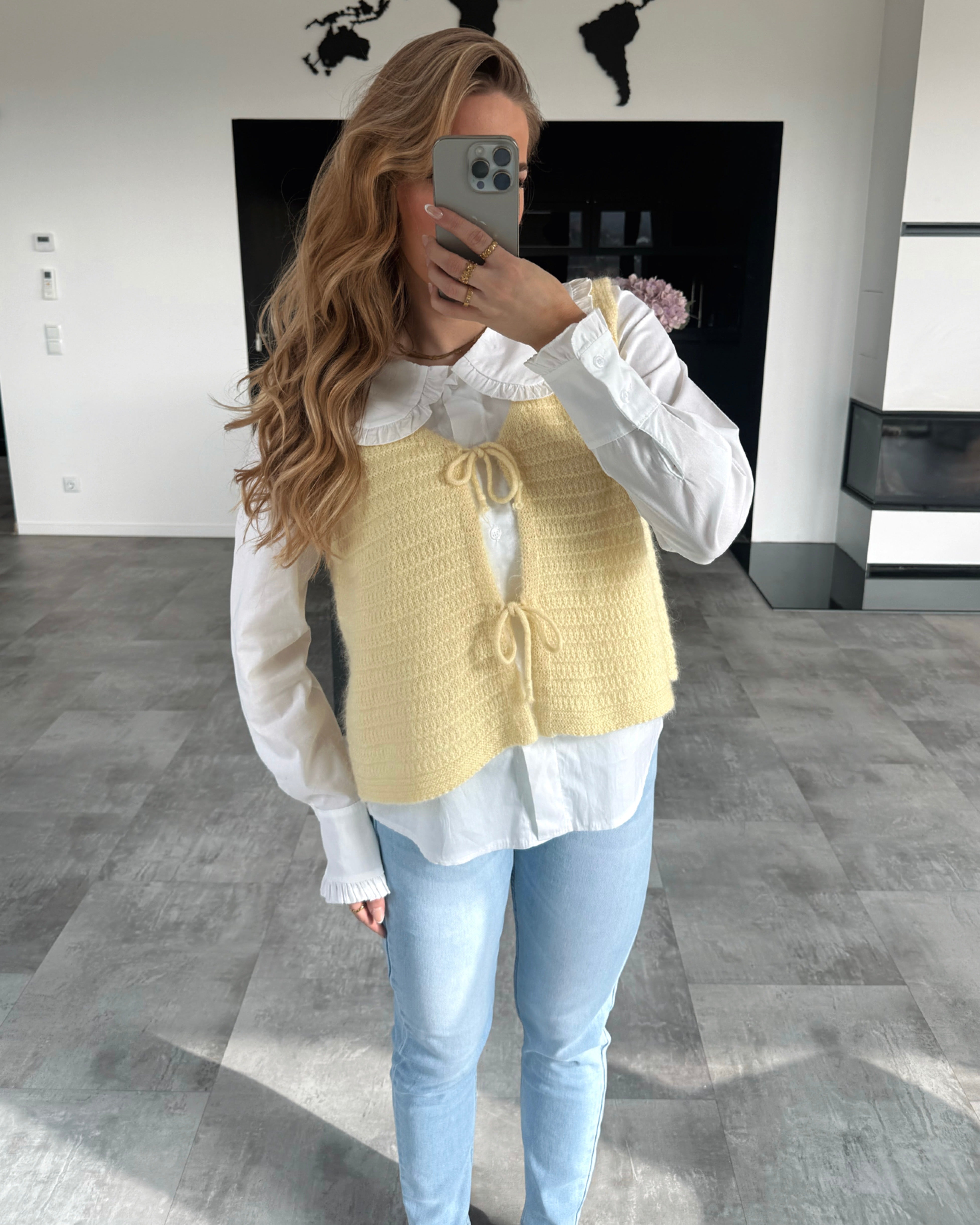 Knoten-Strickpullunder "Fenja" Gelb