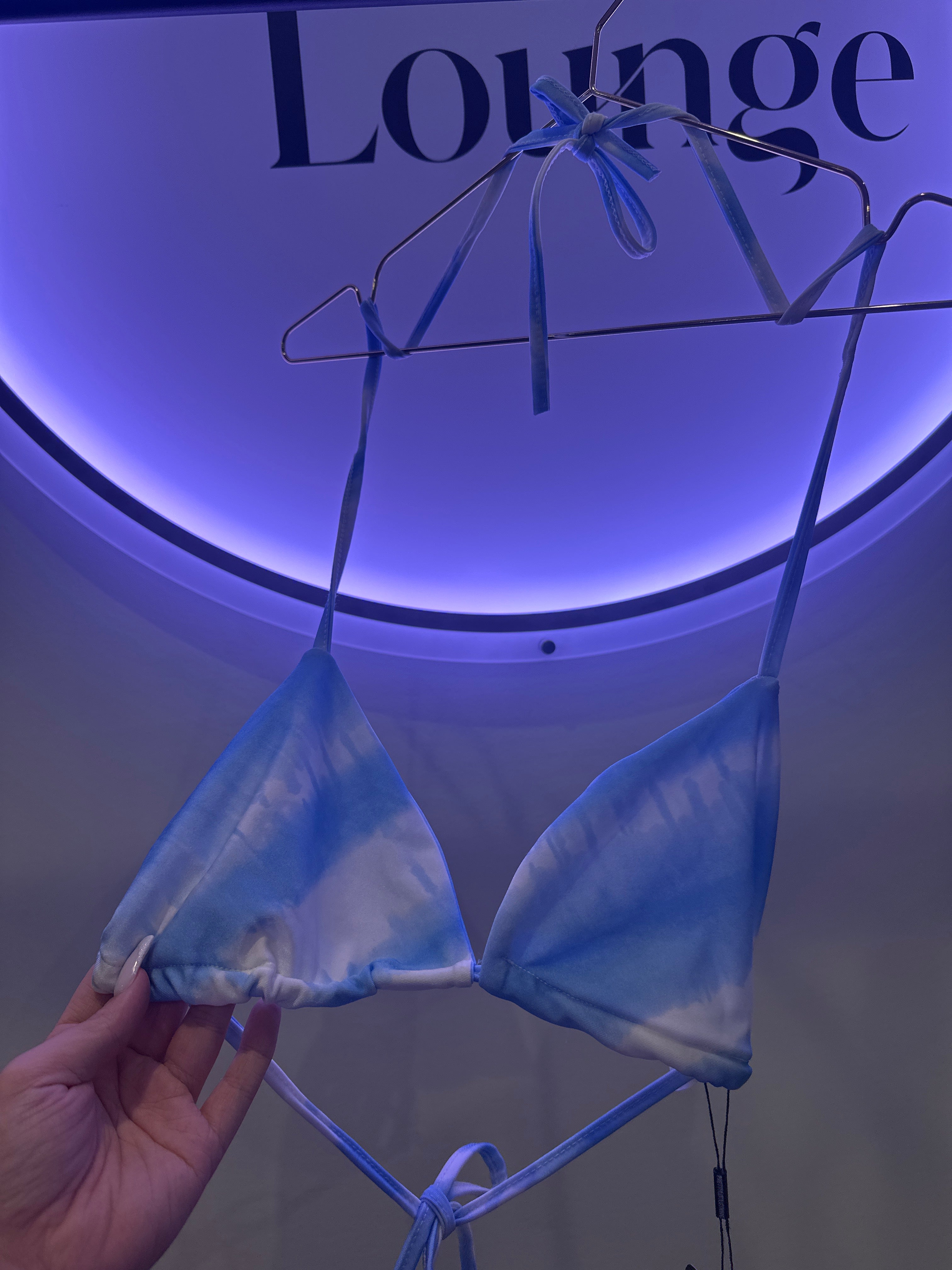 EINZELSTÜCK Bikini Oberteil Hellblau Marble  #92