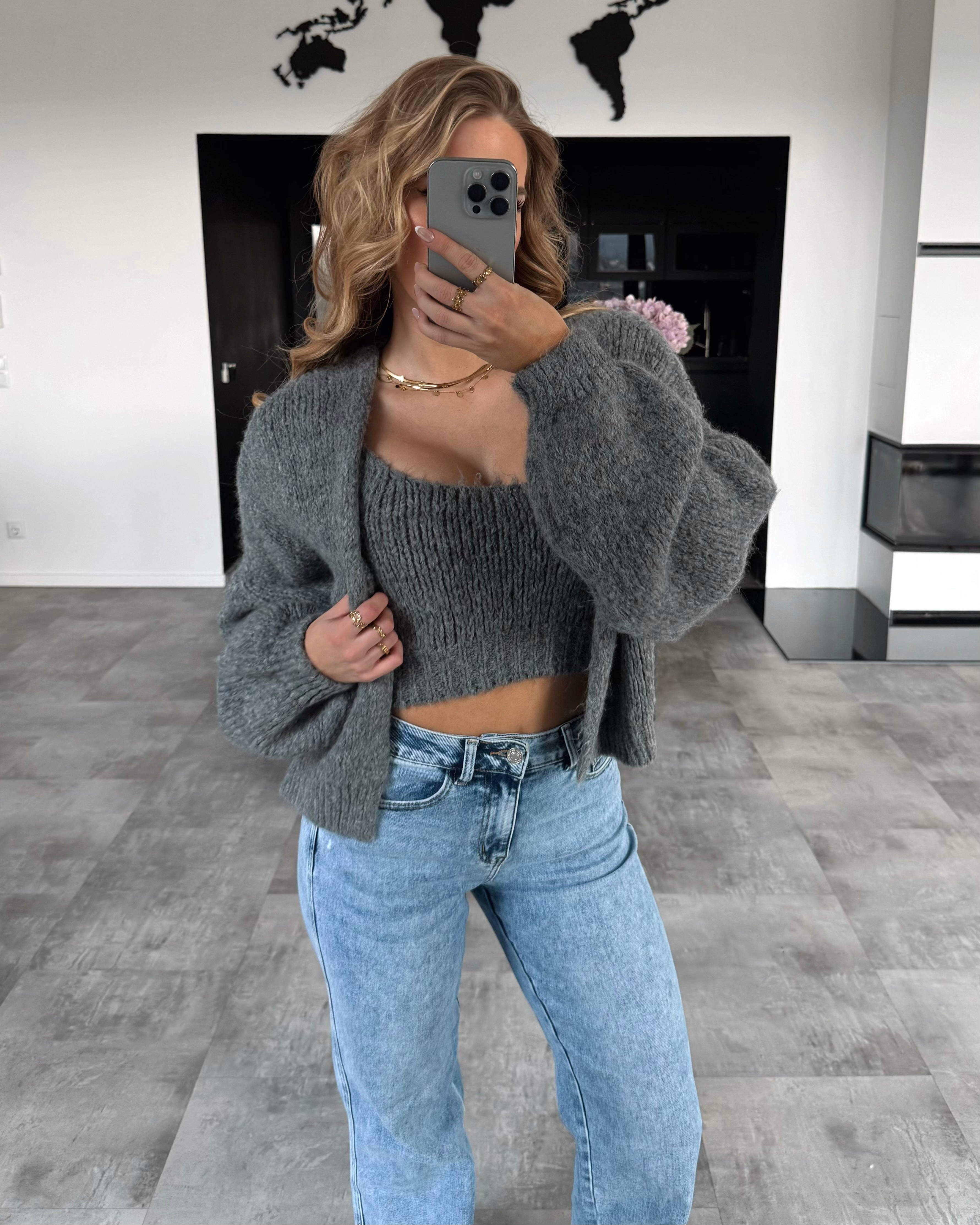 Strickset “Alessia” Grau