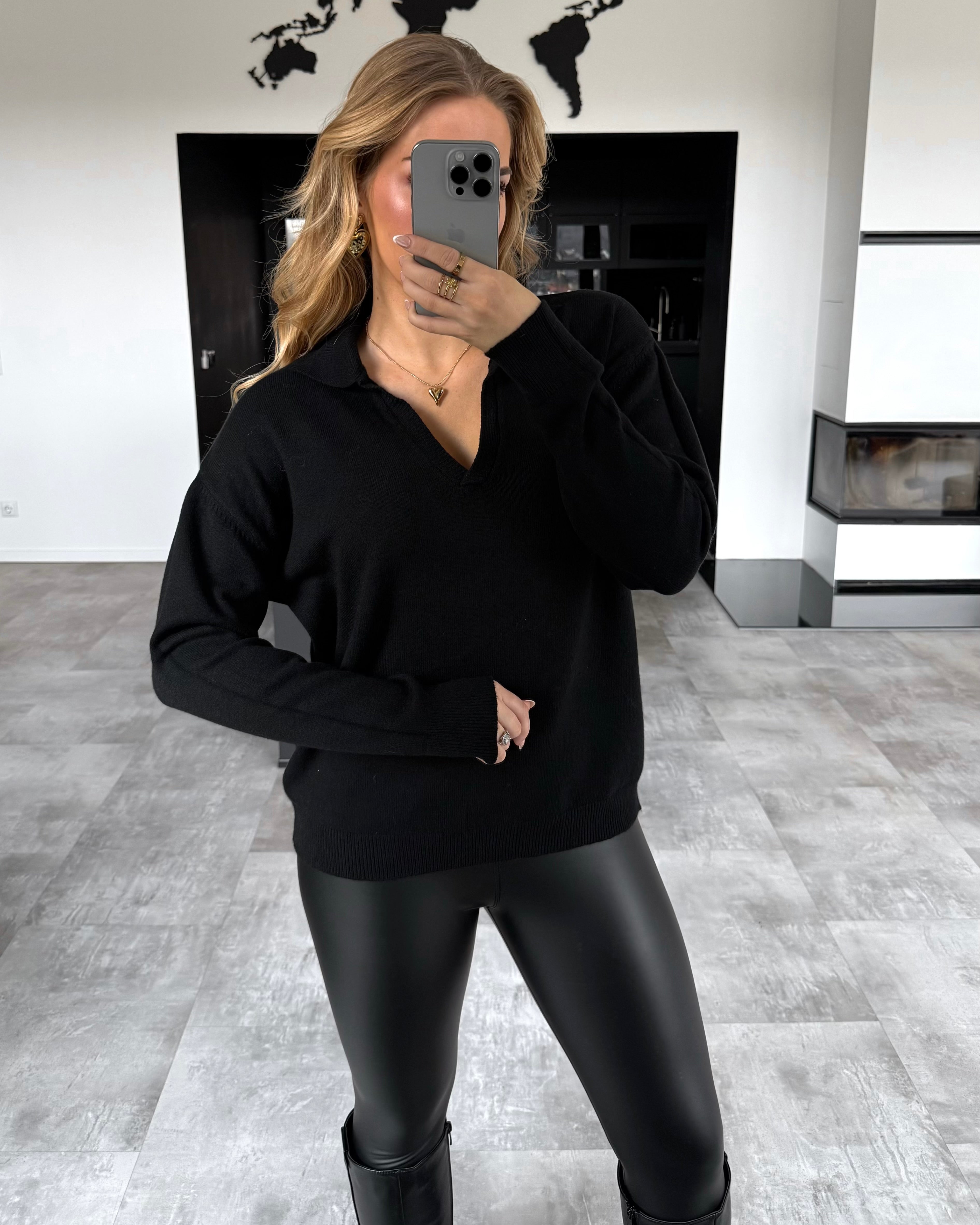 Polo Strickpullover "Vero" Schwarz