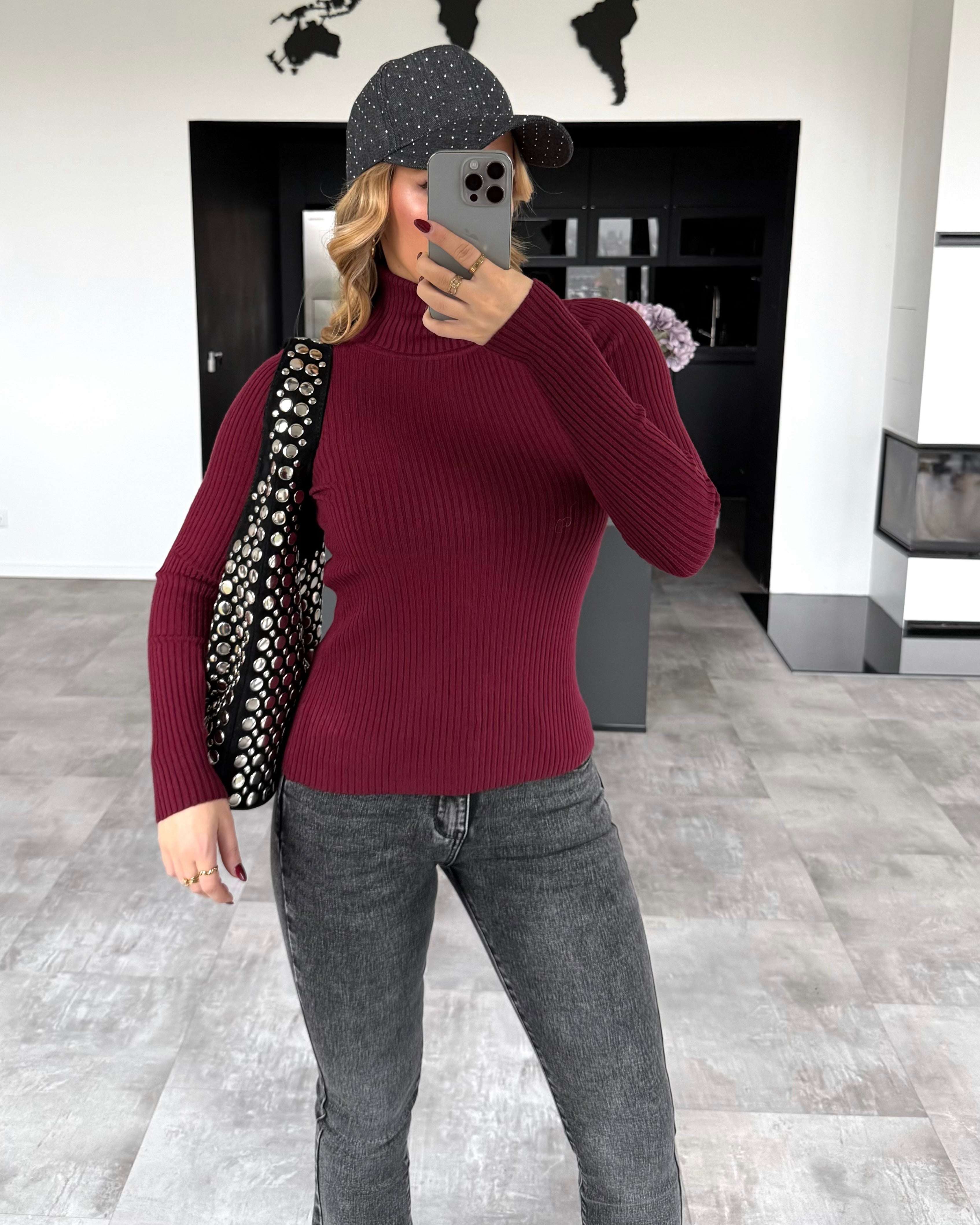 Rollkragenpullover "Rosy" Bordeaux