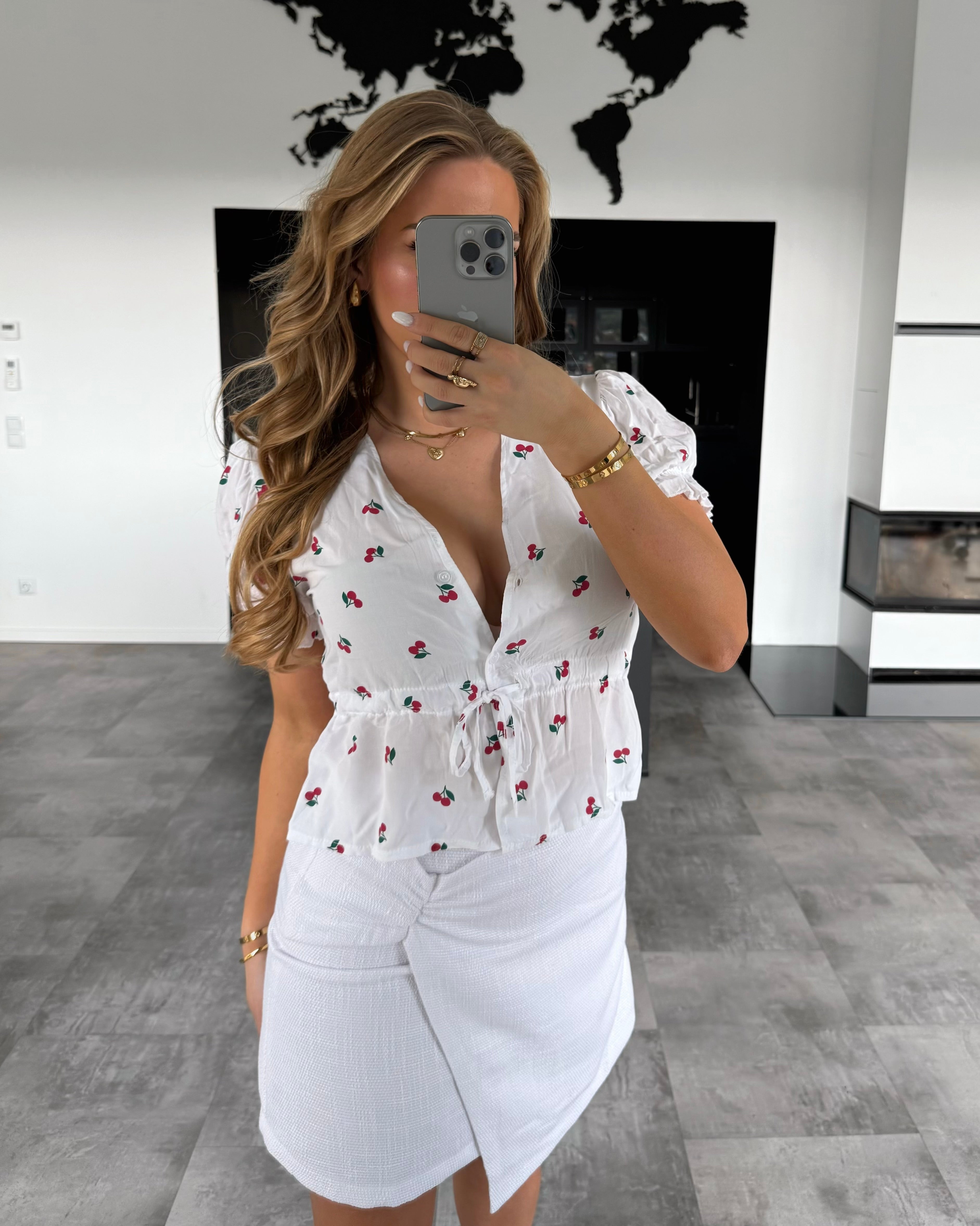 Viskose Bluse "Cherry" Weiß