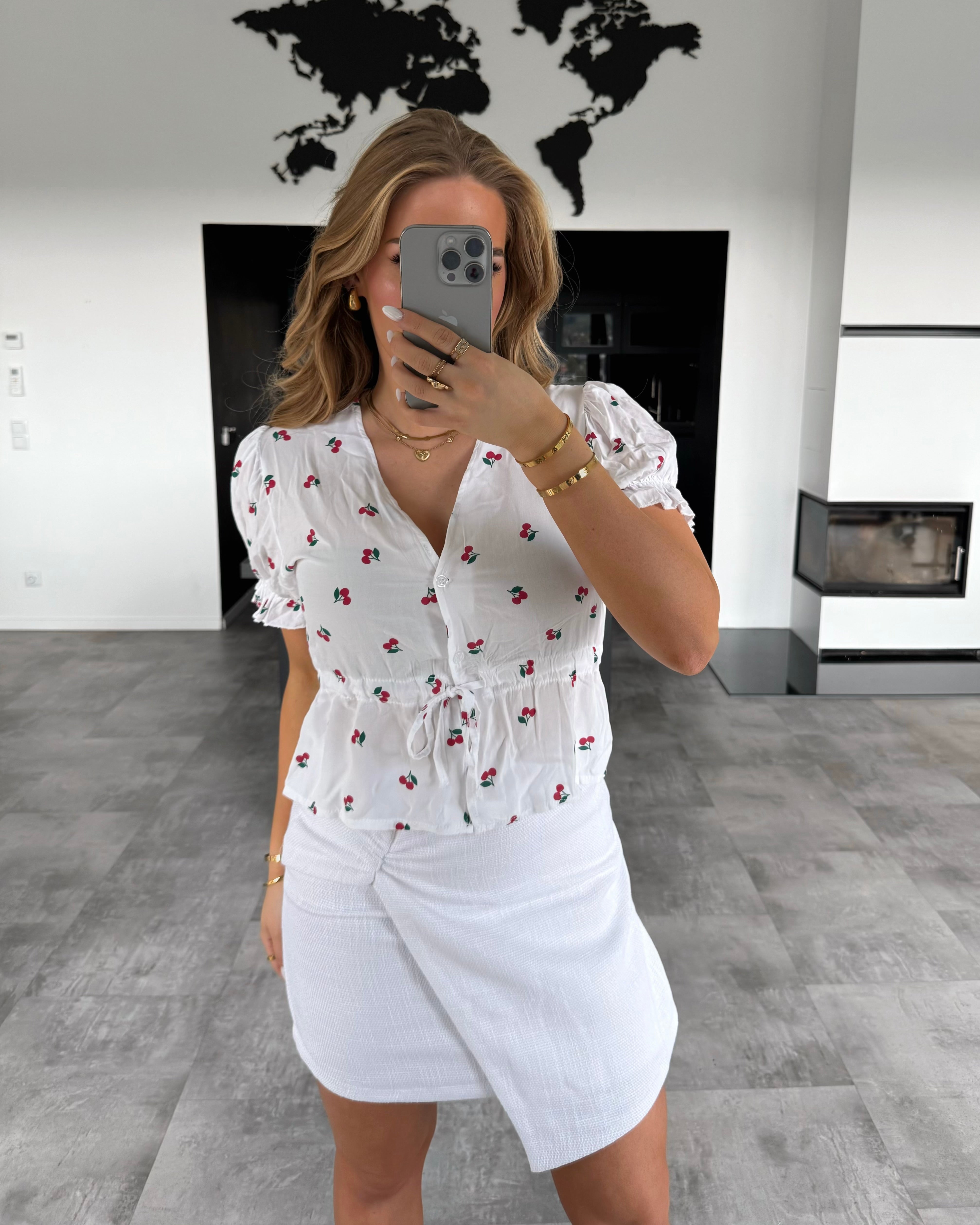 Viskose Bluse "Cherry" Weiß