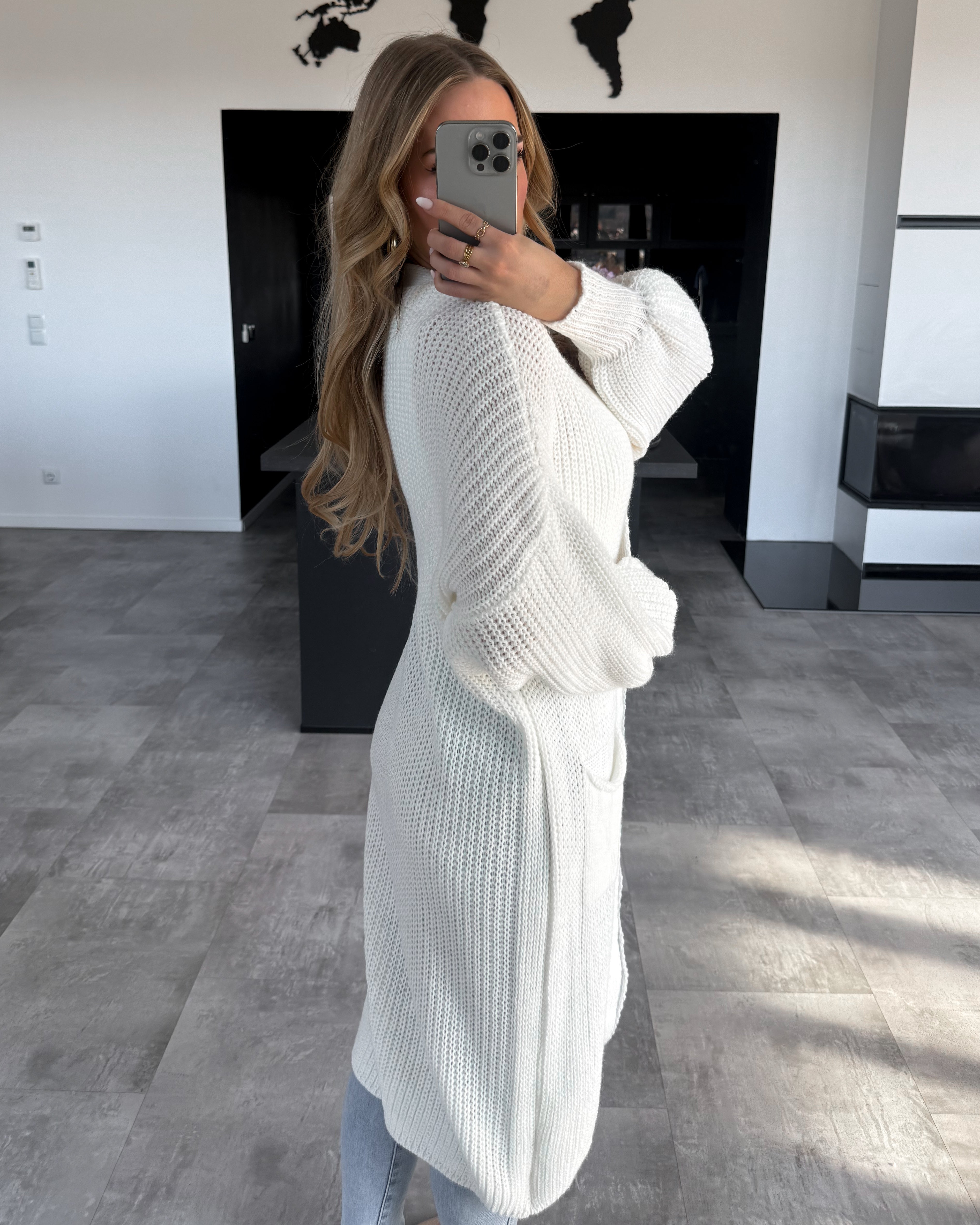 Cardigan “Aleyna” Lang Ecru