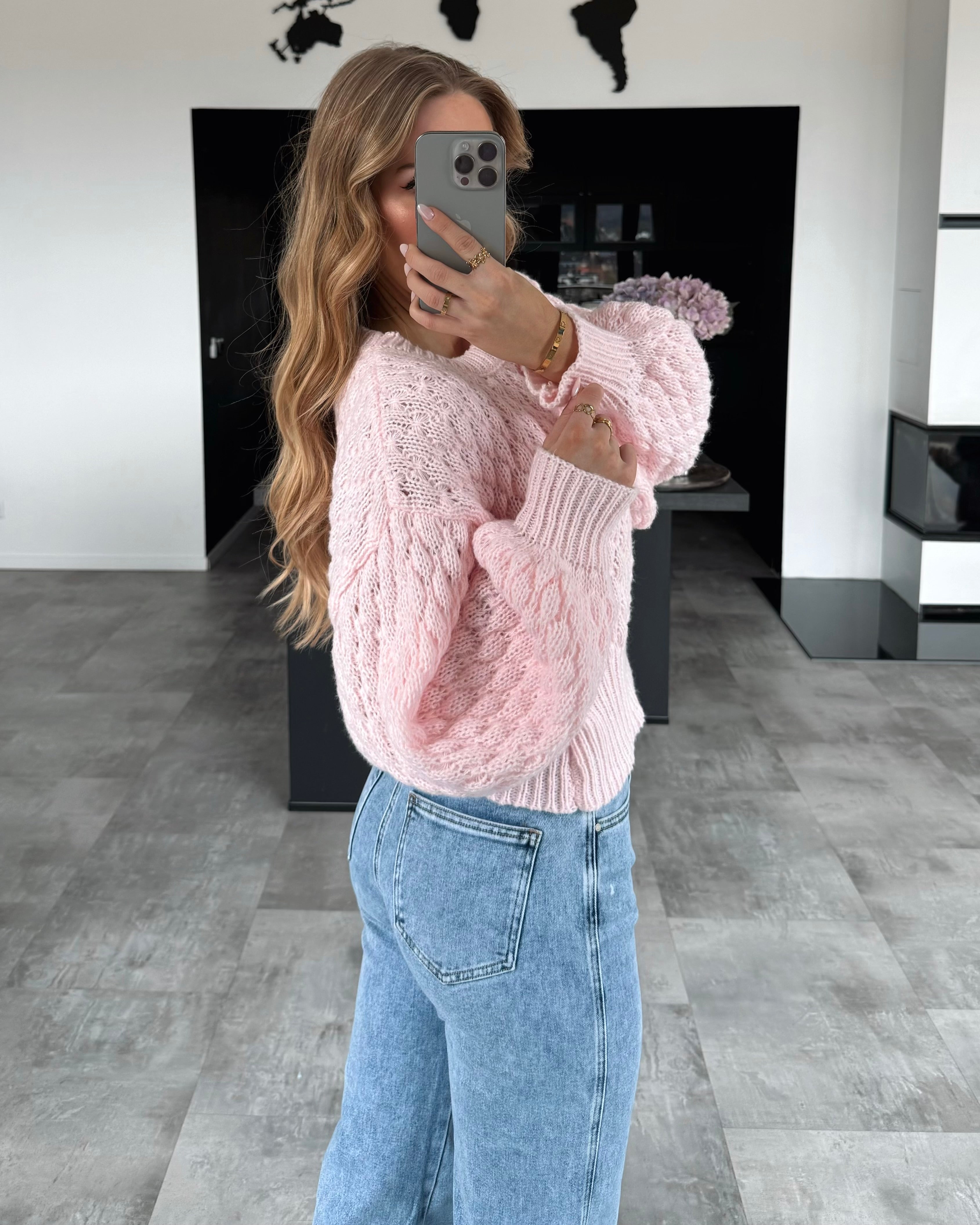 Strickpullover “Cecilia” Babyrosa Cropped