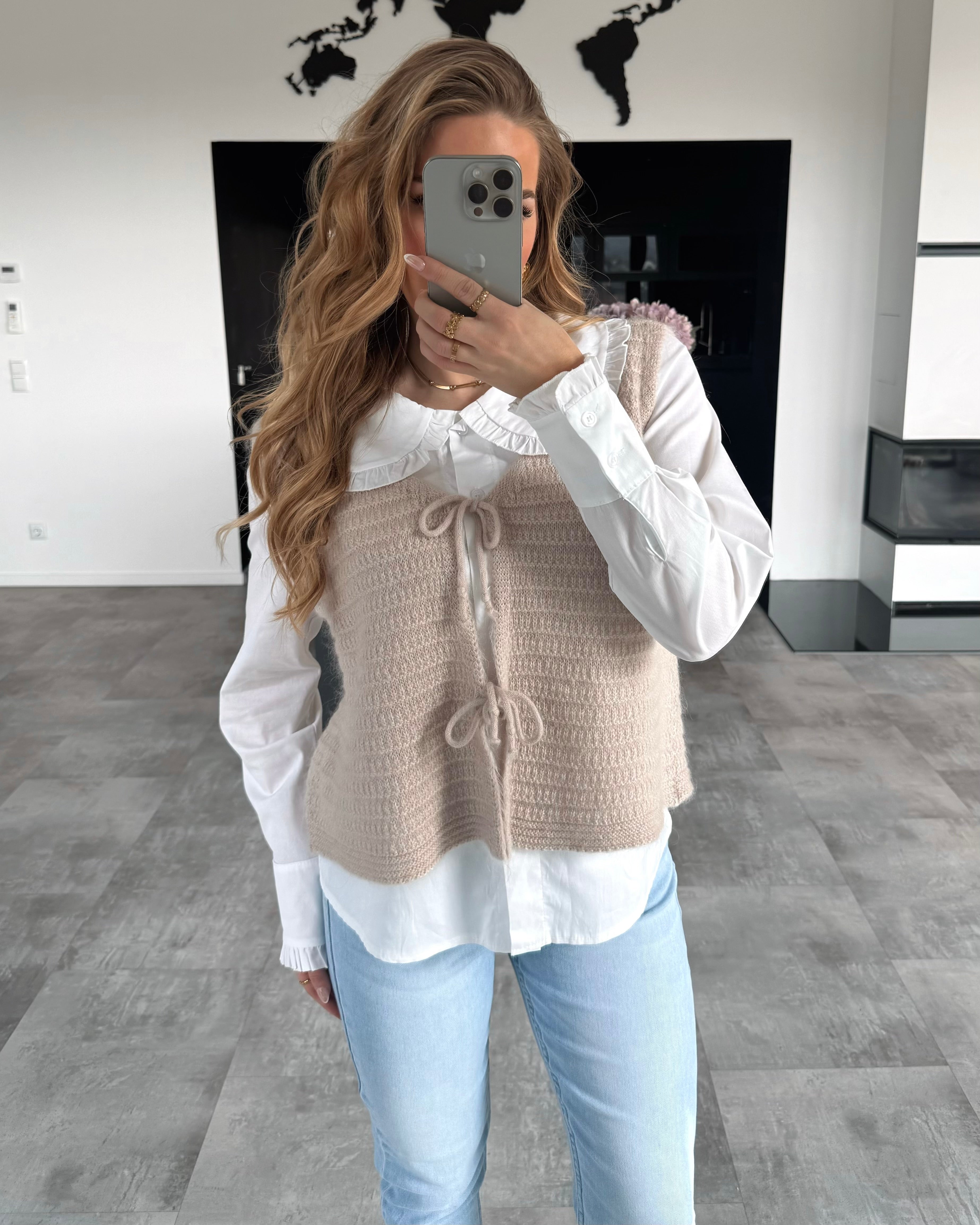 Knoten-Strickpullunder "Fenja" Taupe