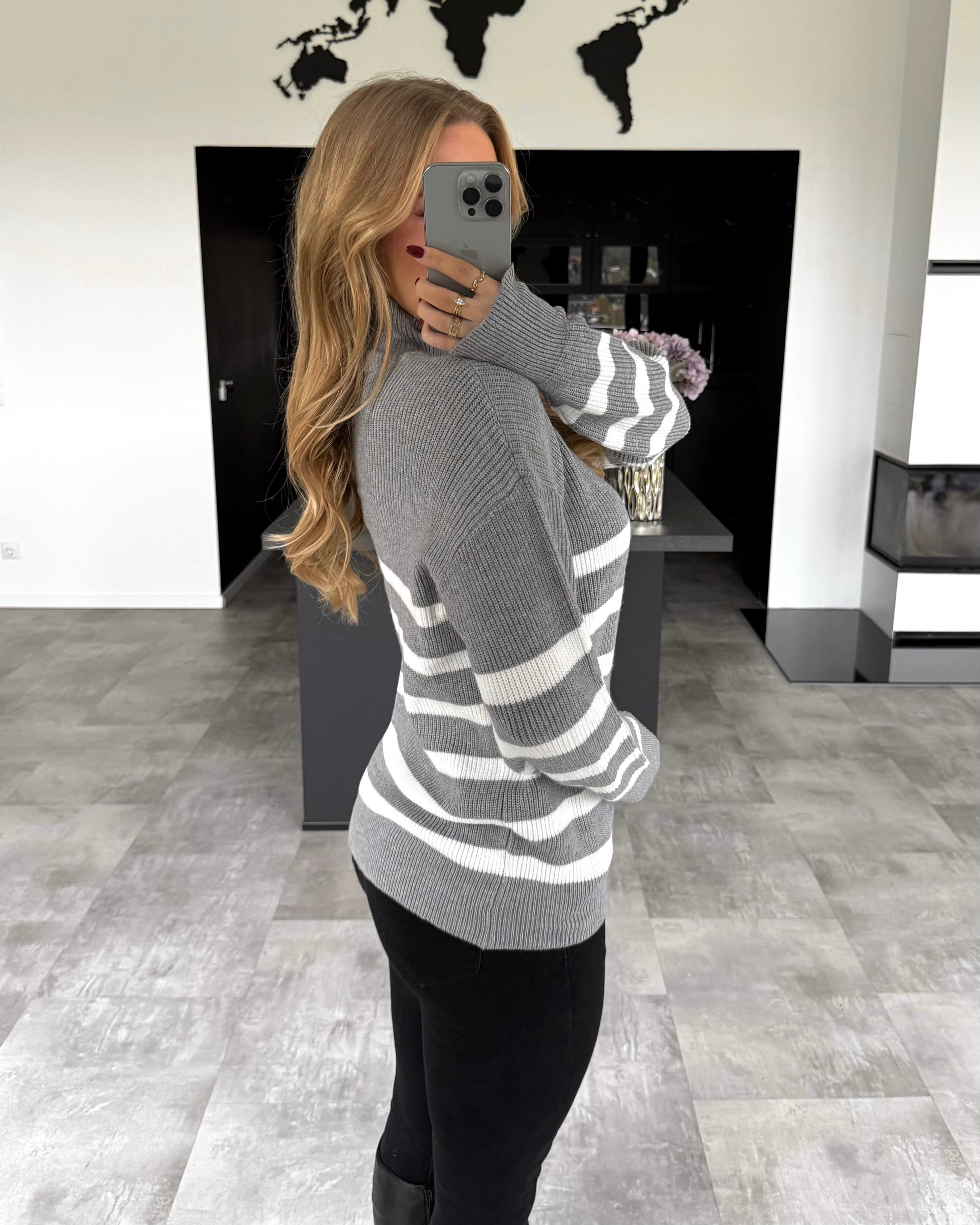 Pullover "Tori" Grau-Weiß