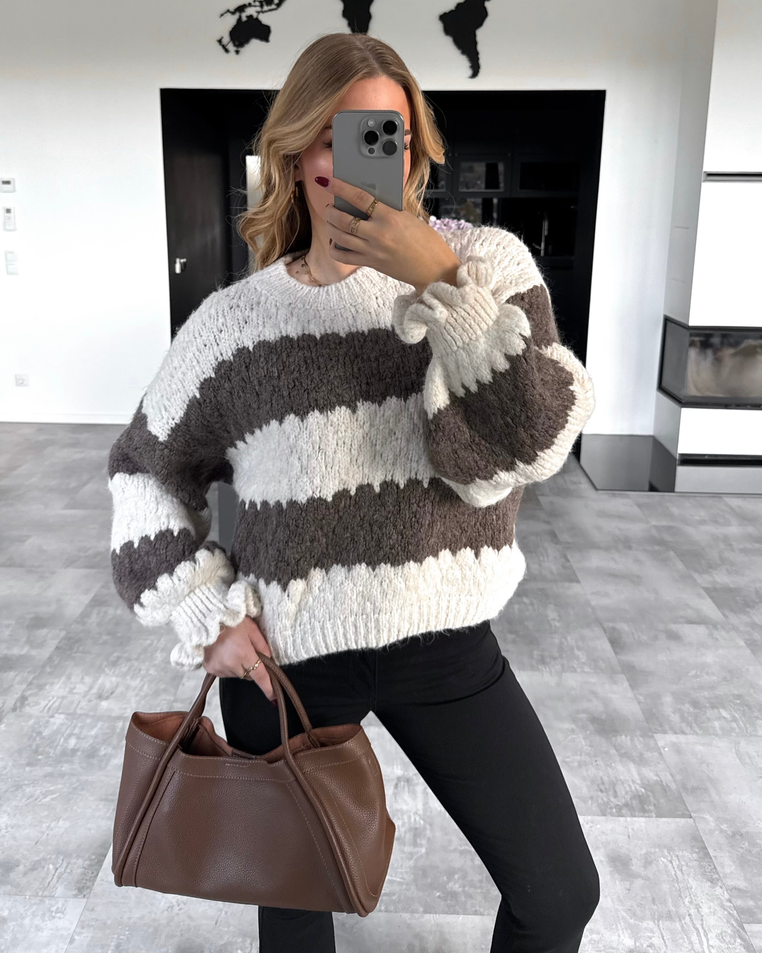 Pullover "Malena" Weiß-Braun