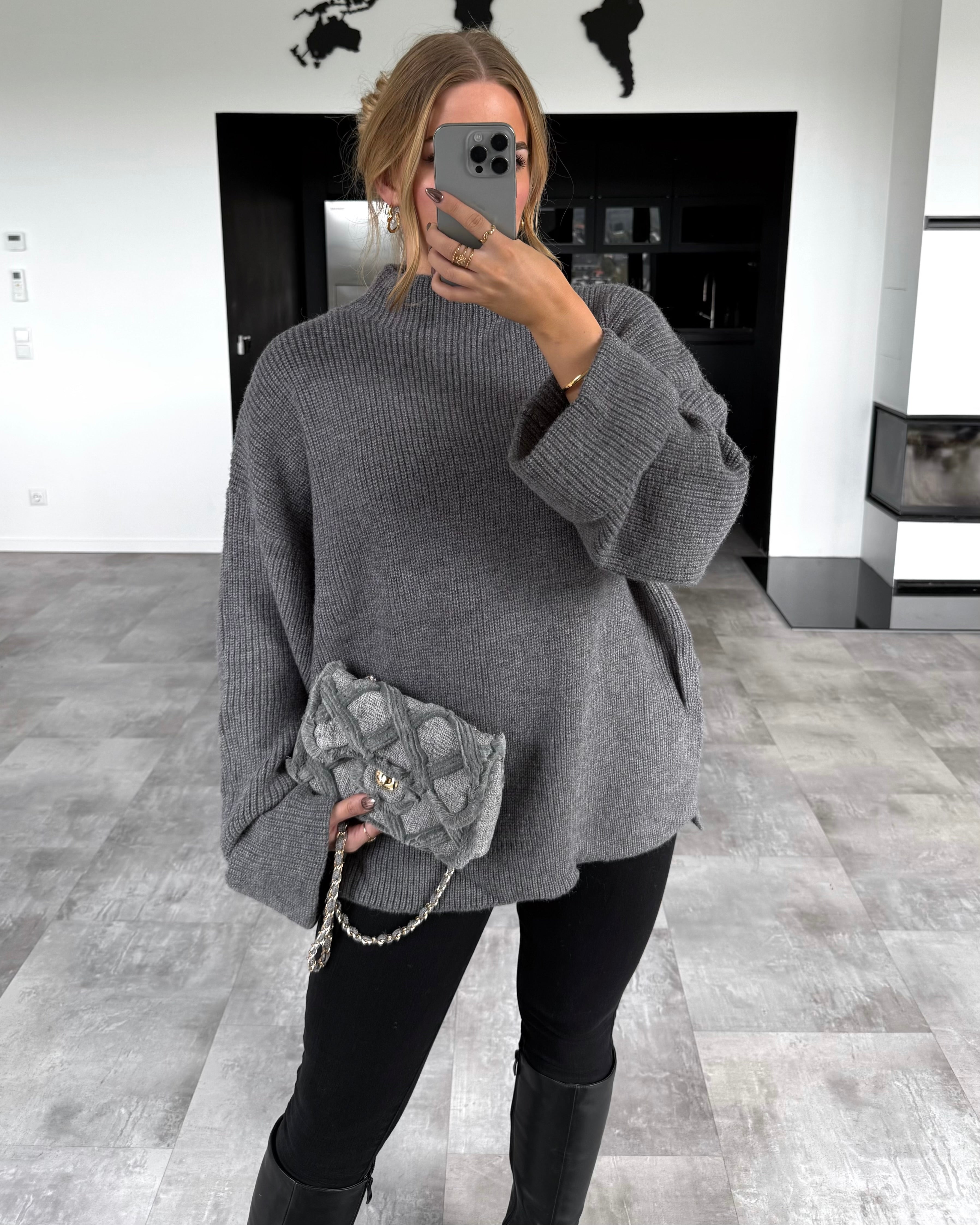 Strickpullover "Lina“ Dunkelgrau