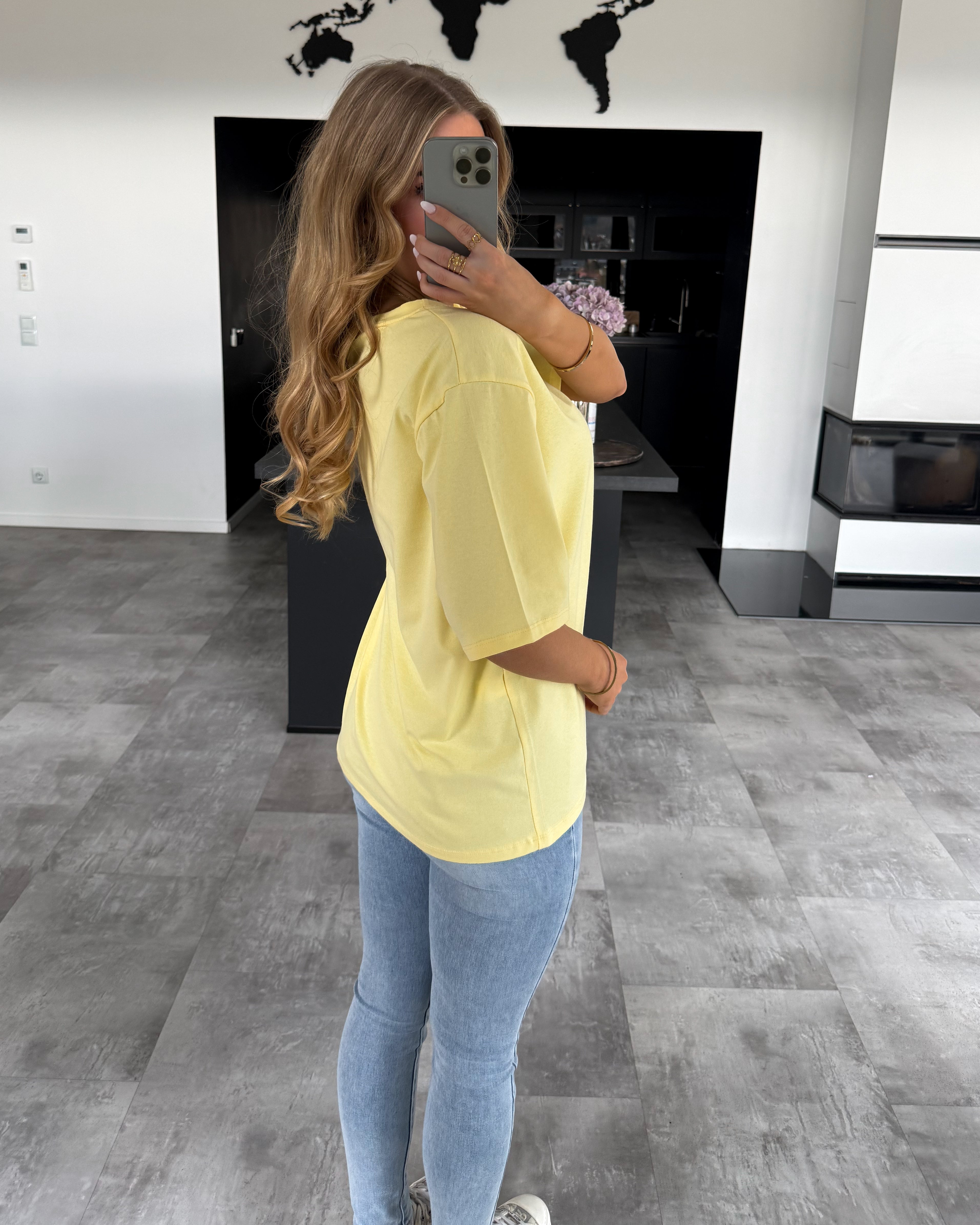 Baumwoll T-Shirt "Becky" Hellgelb