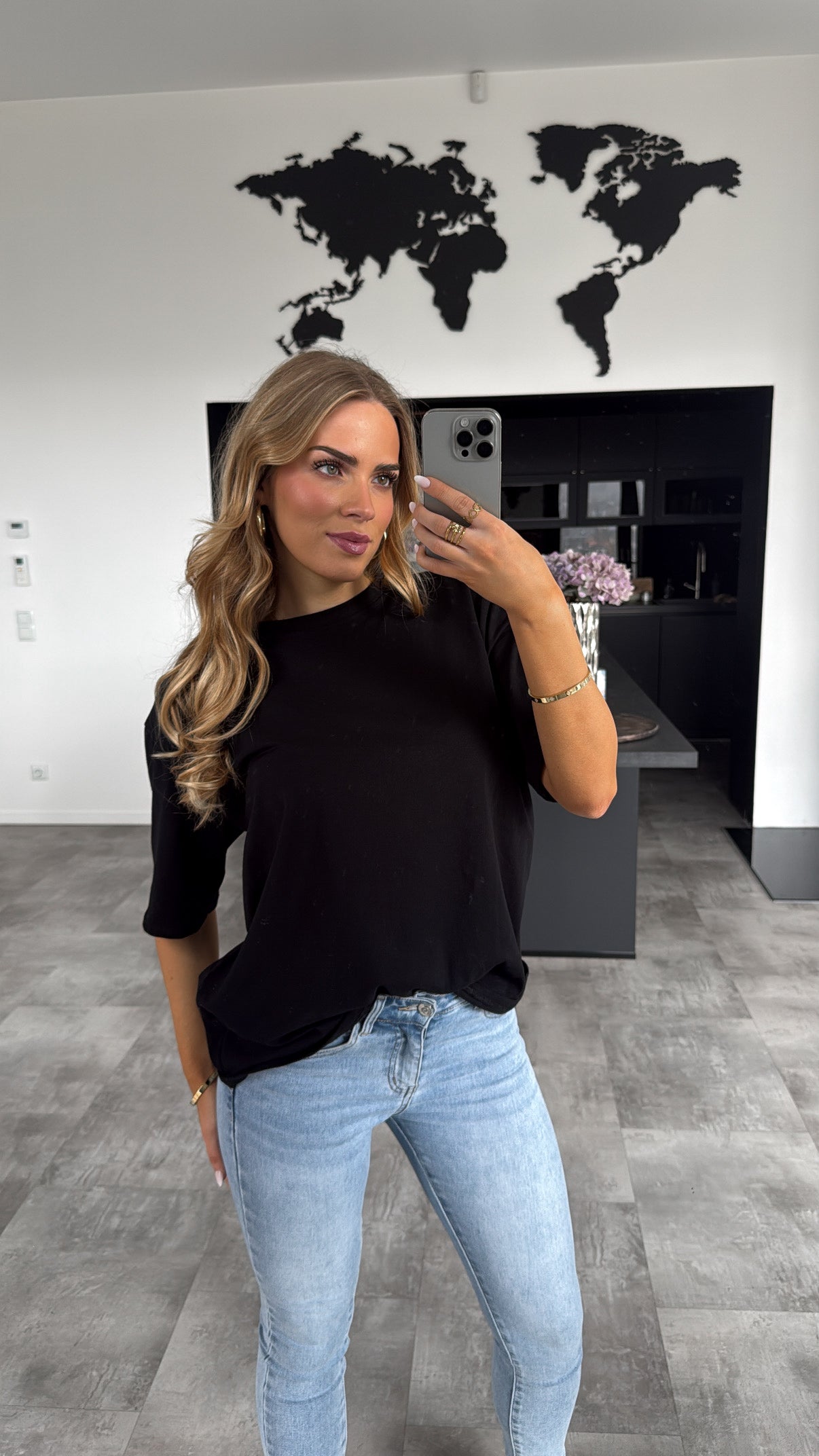 Baumwoll T-Shirt "Becky" Schwarz