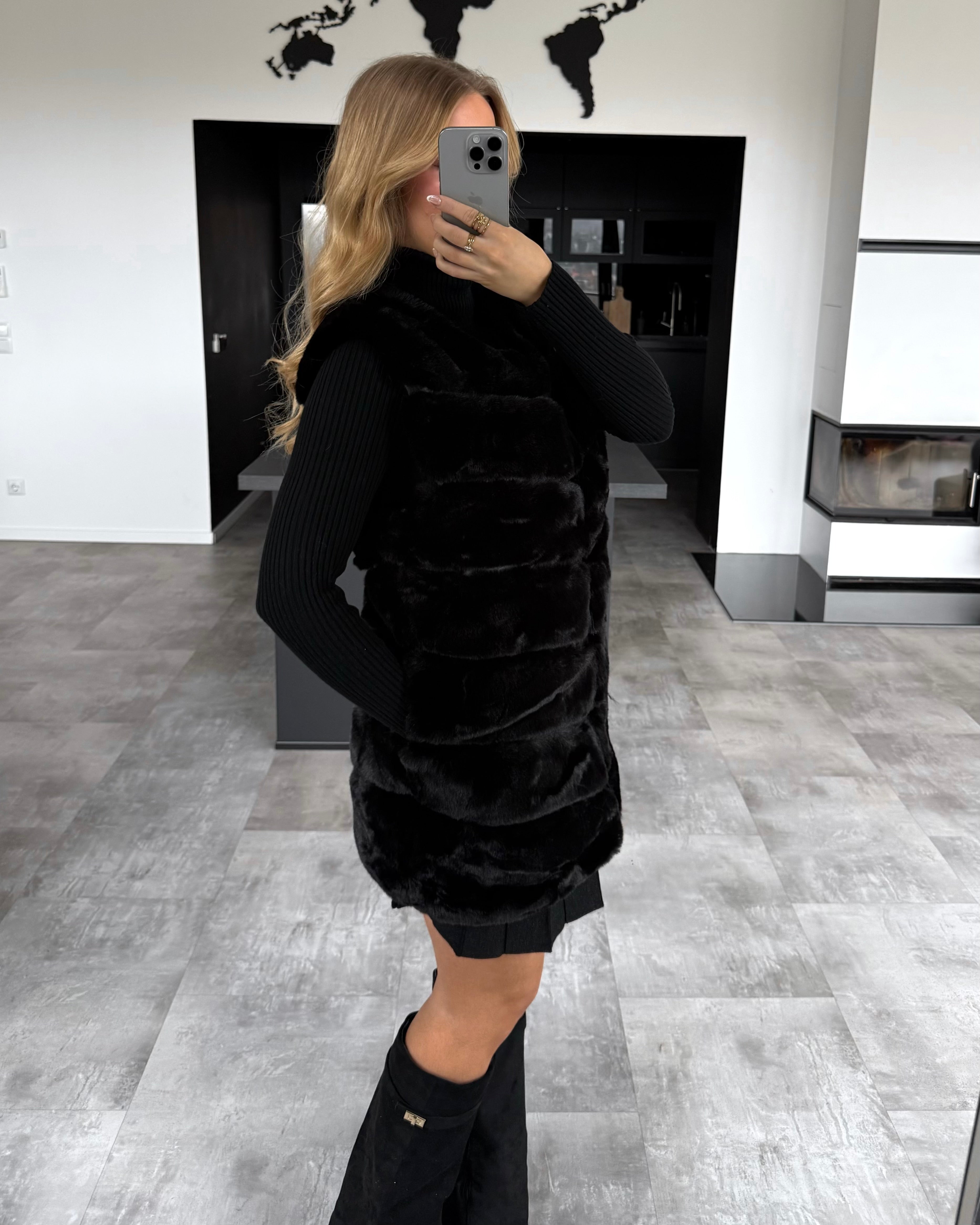 Fellweste “Valery” Schwarz