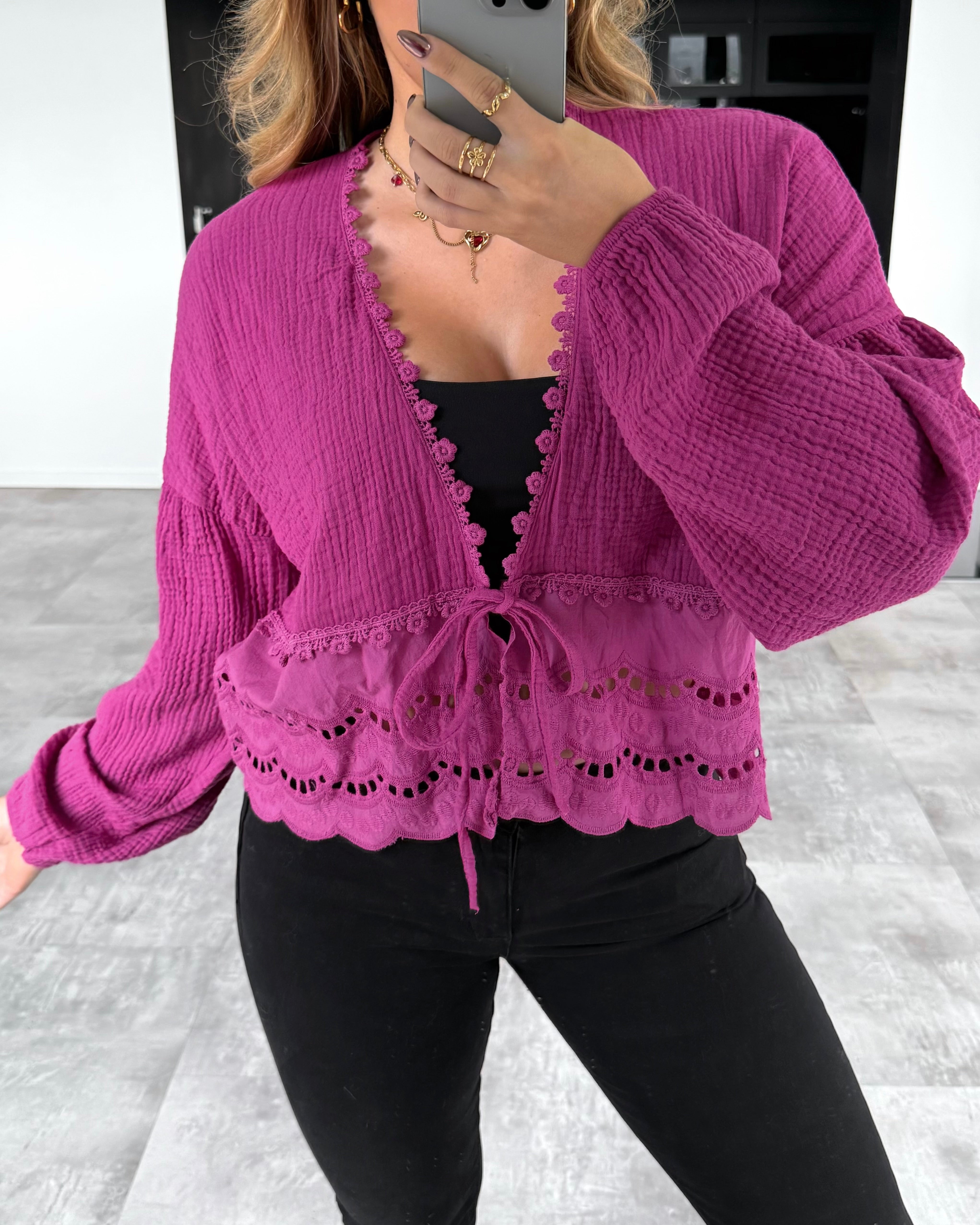Musselin Knoten-Bluse "Emmi" Amarena