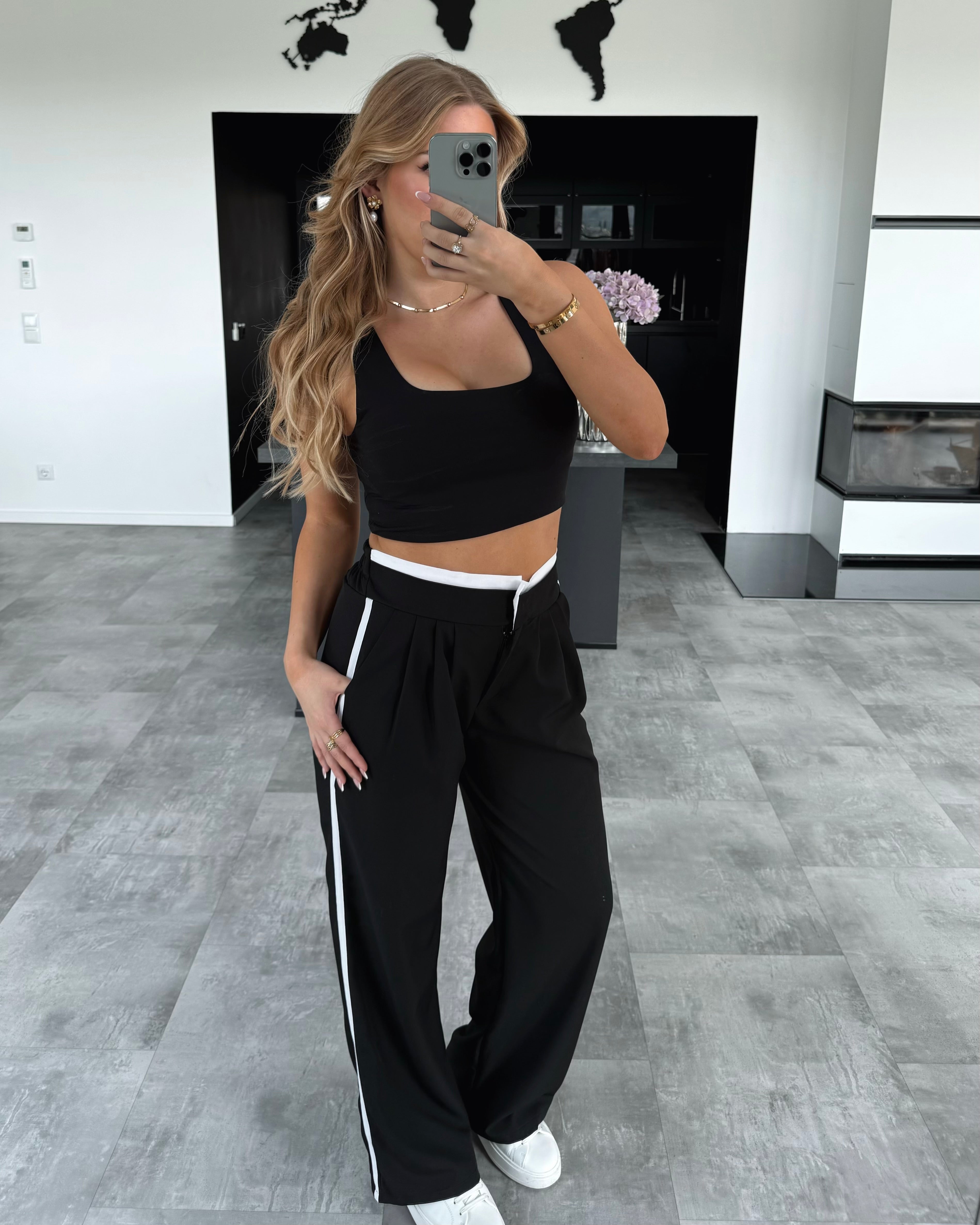 Stoffhose „Jen“ Schwarz