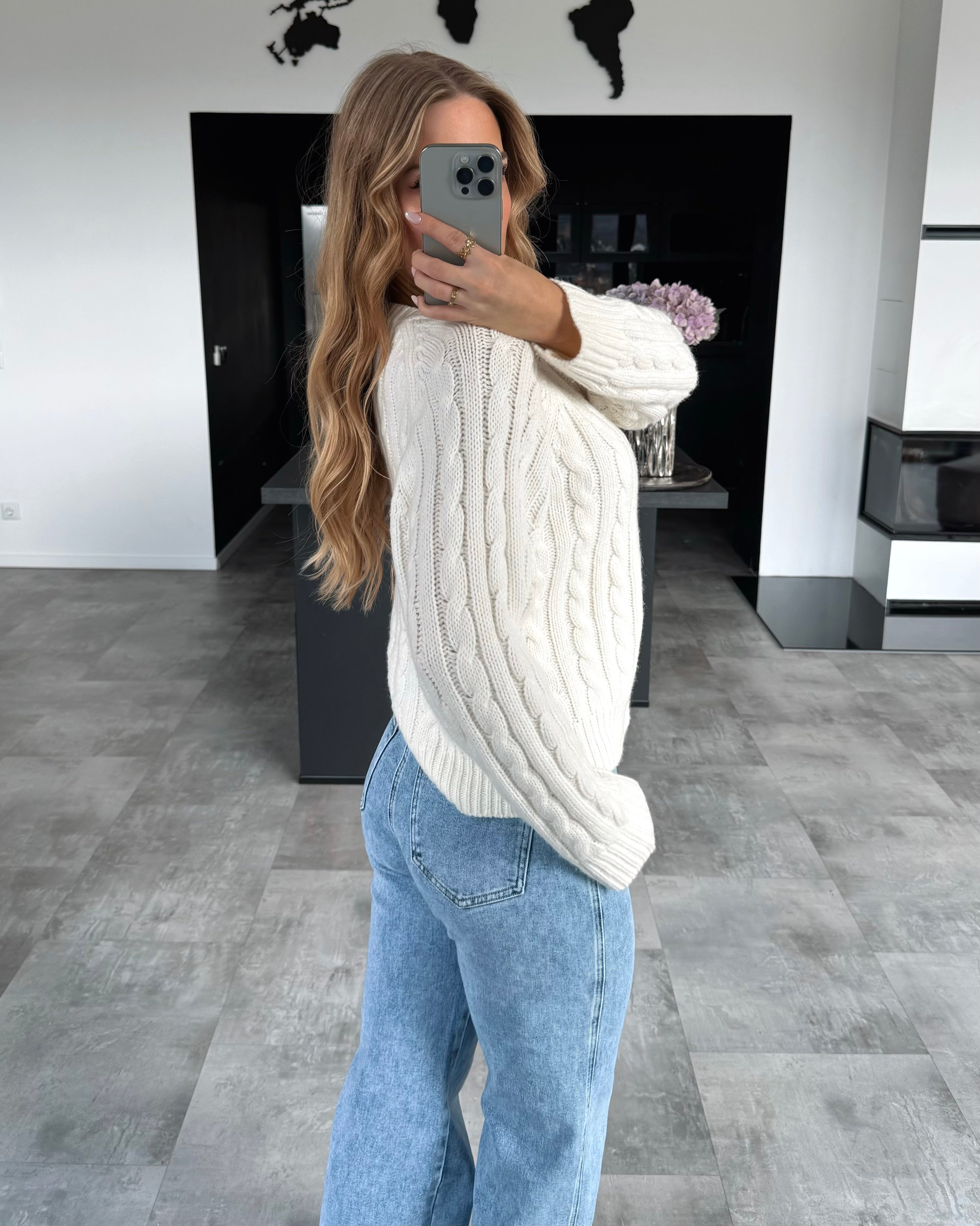 Zipper Strickjacke "Coraline" Ecru