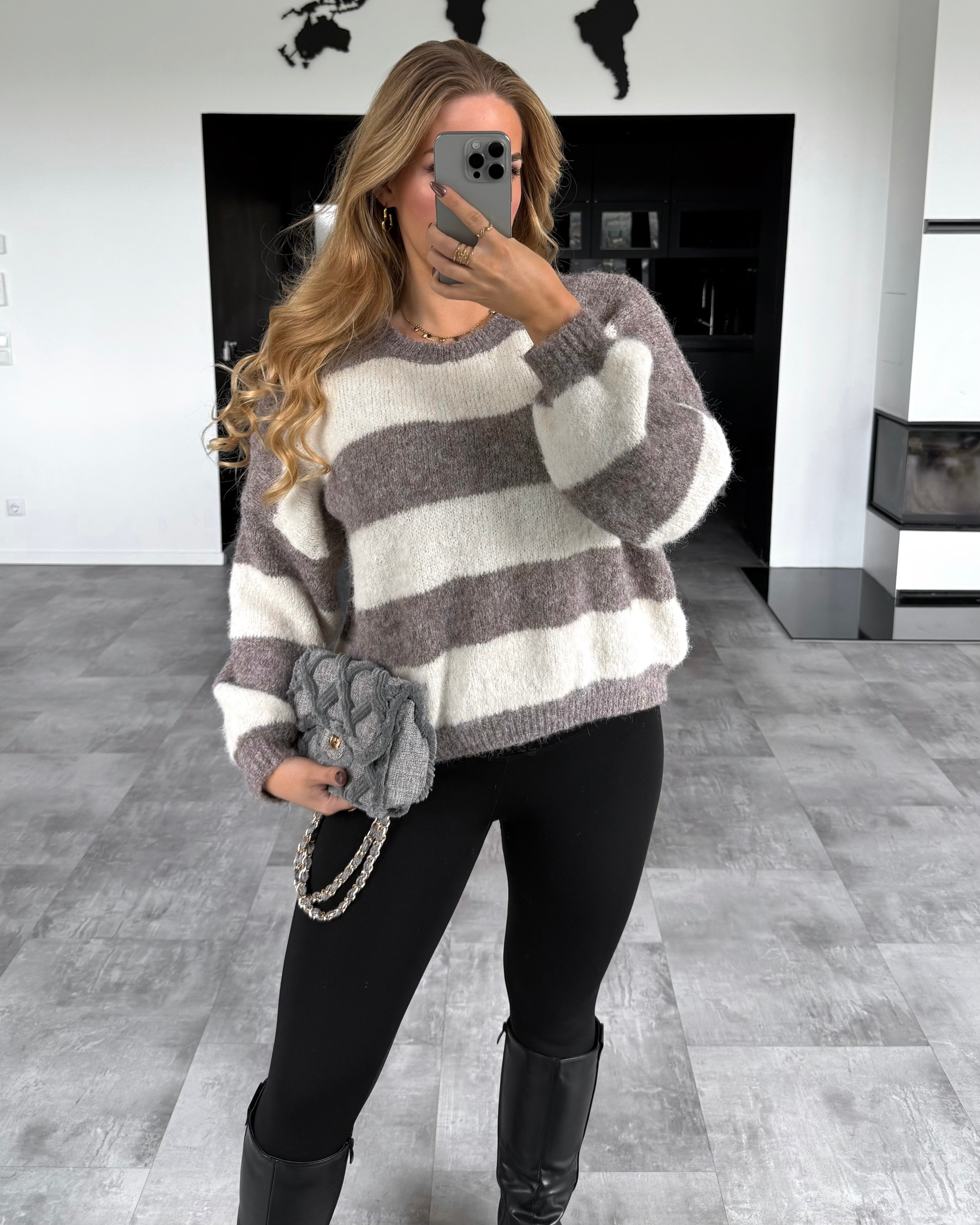 Pullover "Elsie" Hellbraun-Ecru