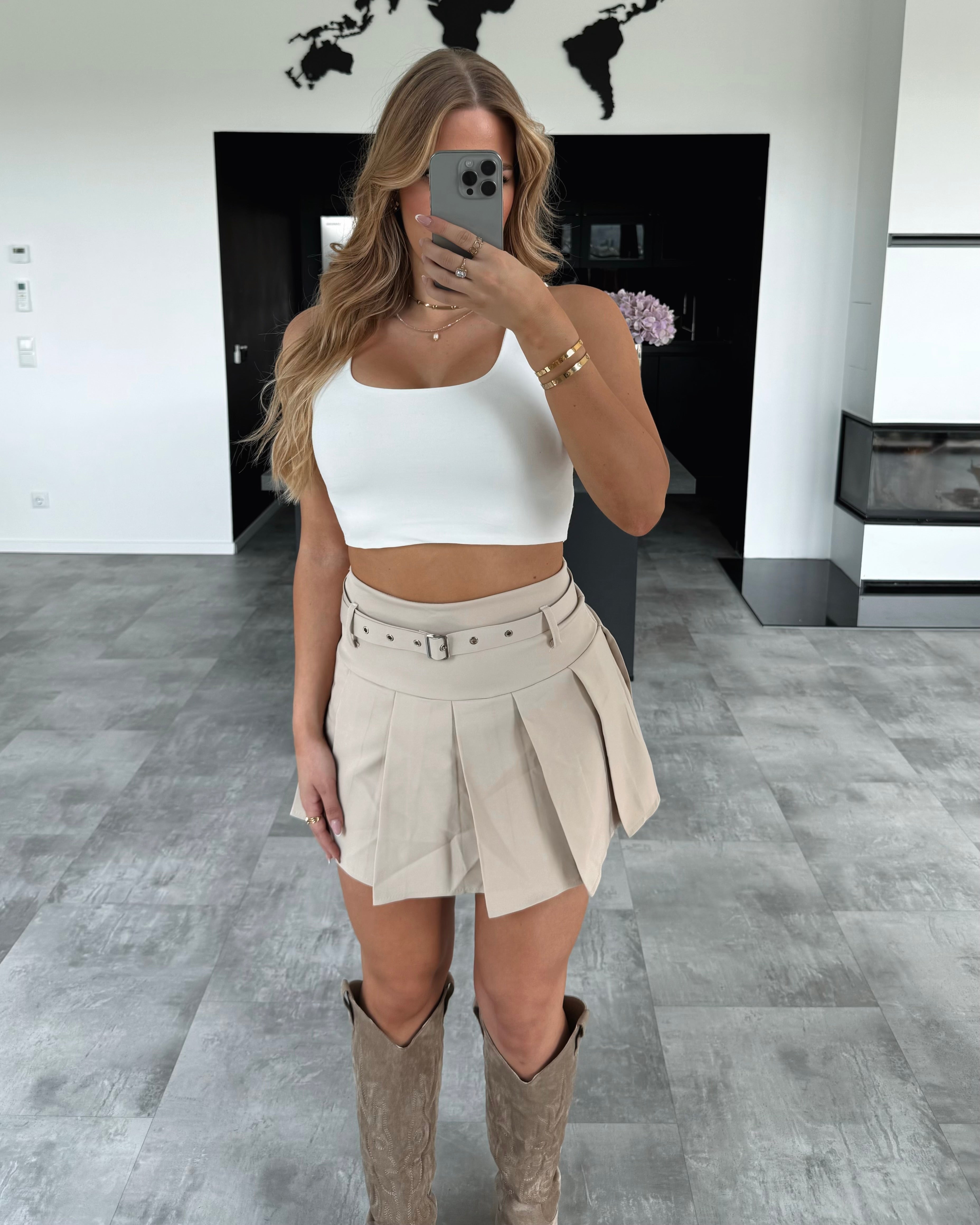 Hosenrock „Nova“ mit Gürtel Beige