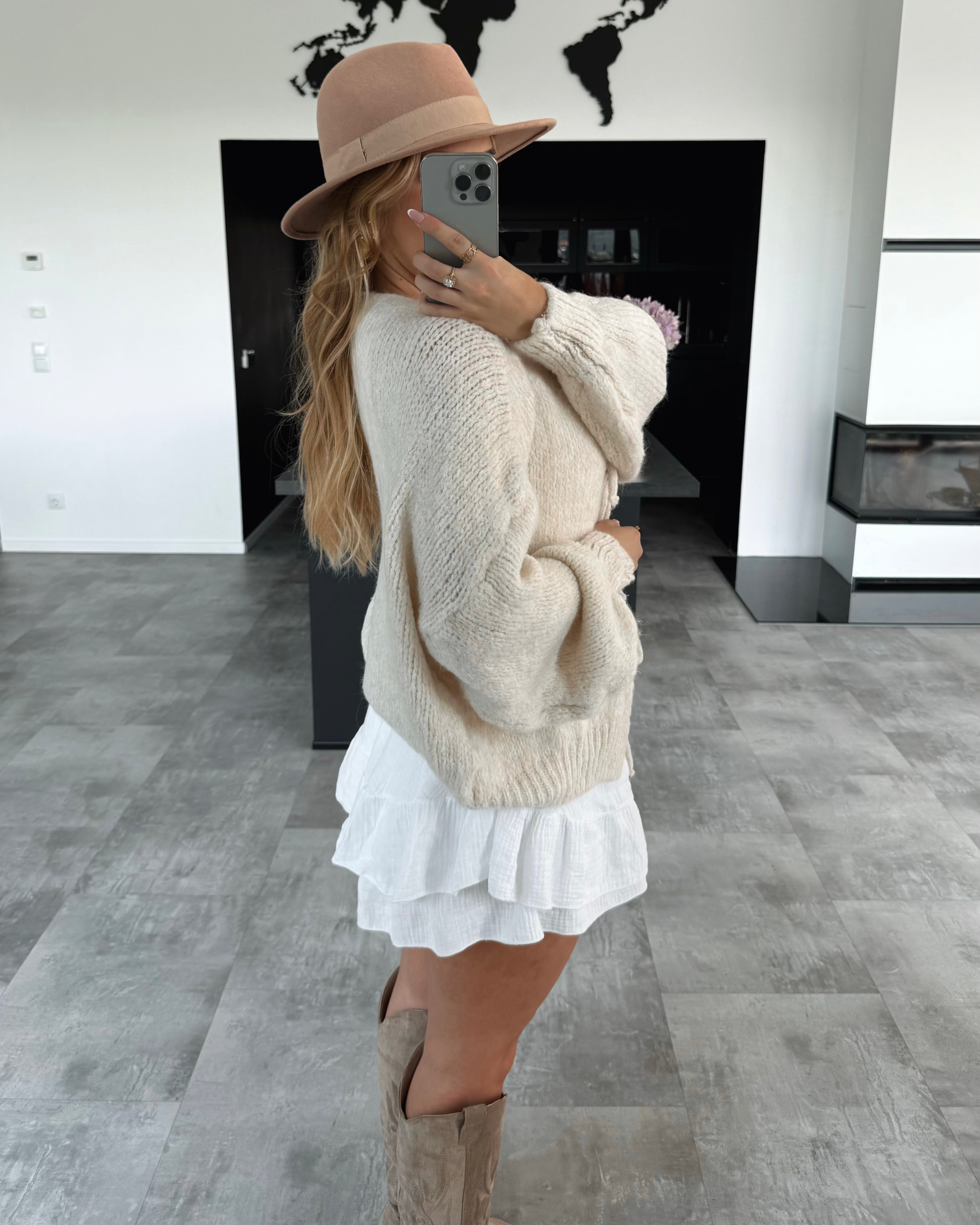 Knoten-Cardigan "Mavie" Ecru