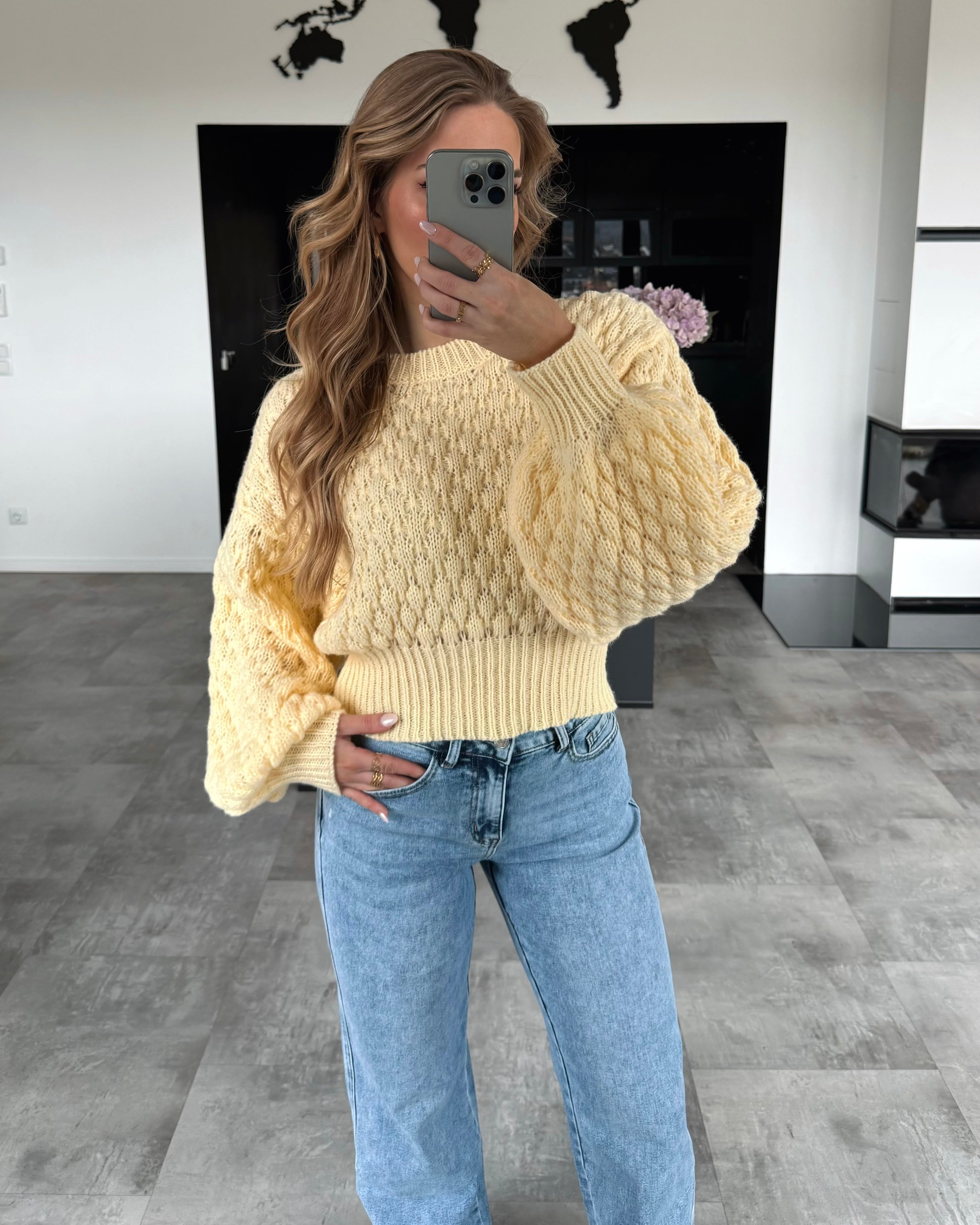 Strickpullover “Cecilia” Hellgelb Cropped