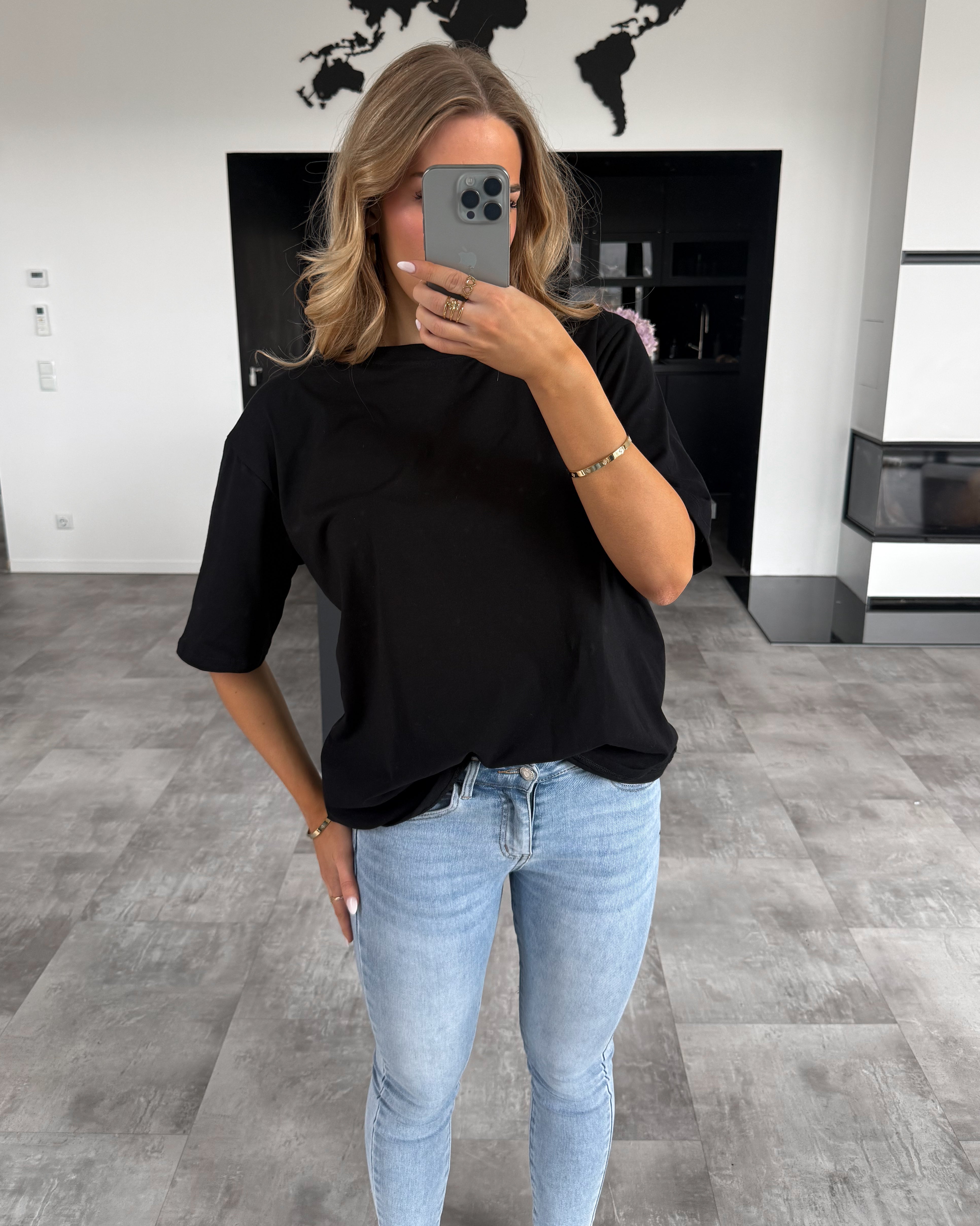 Baumwoll T-Shirt "Becky" Schwarz