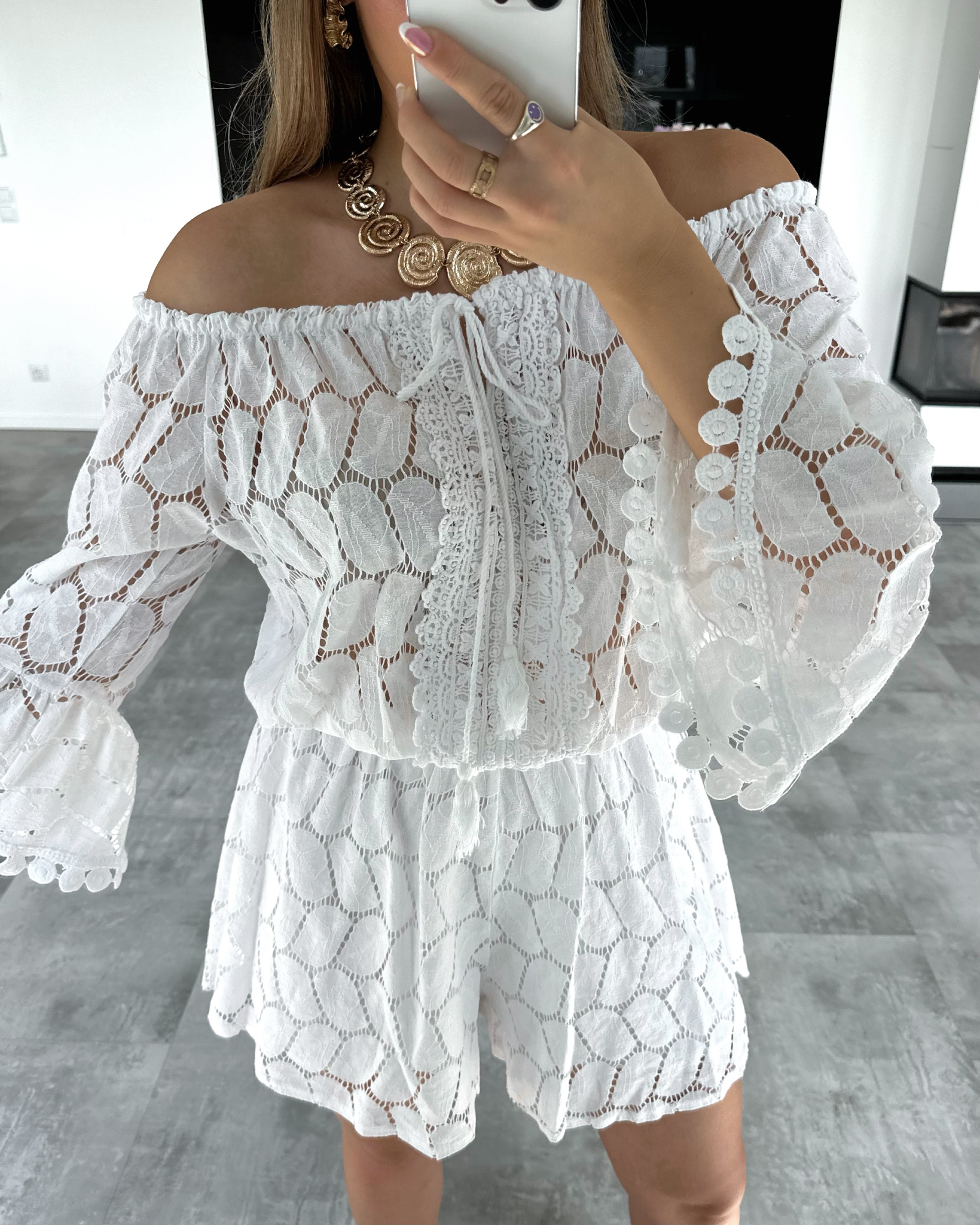 Jumpsuit "Lacey" mit Spitze Weiß