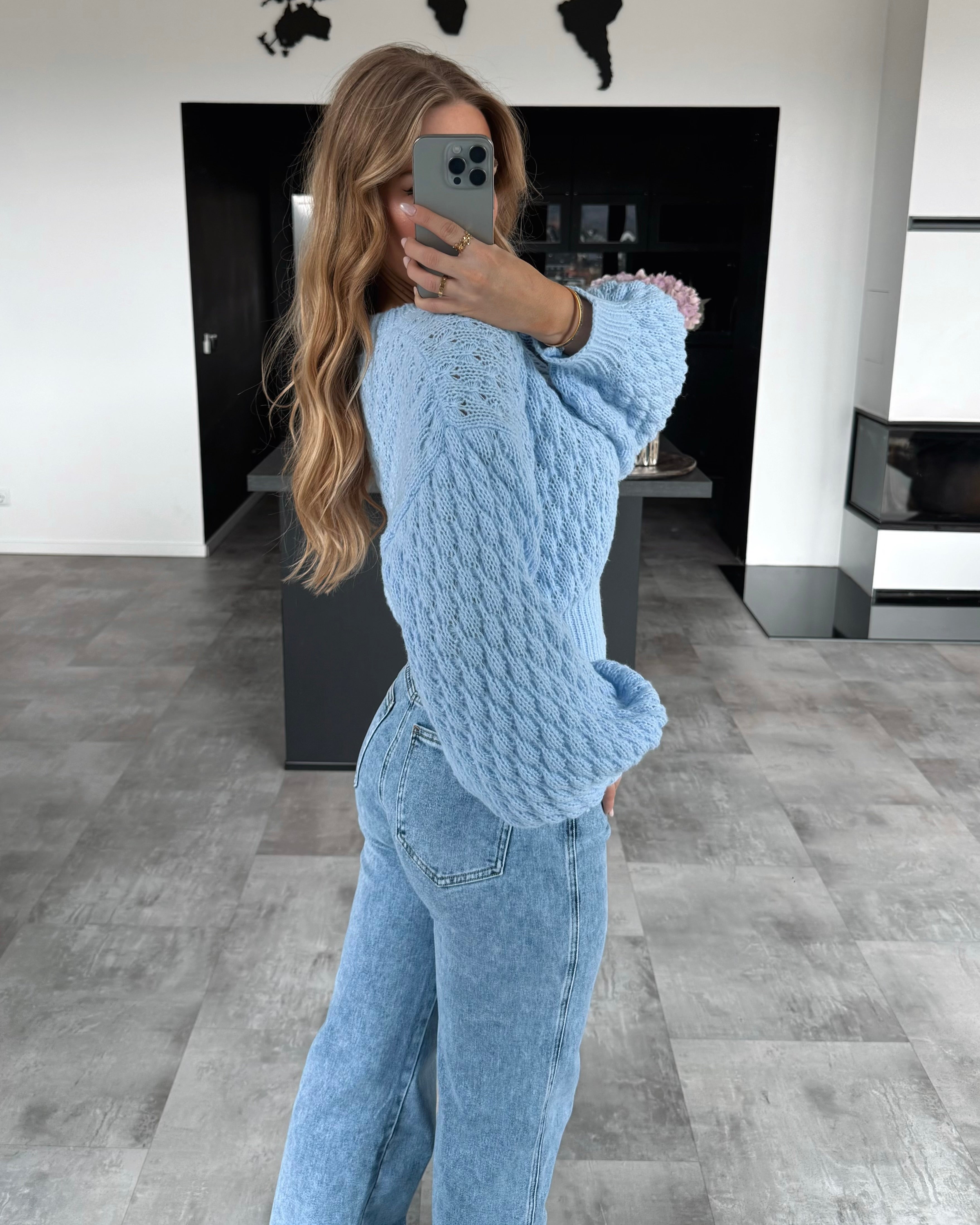 Strickpullover “Cecilia” Hellblau Cropped