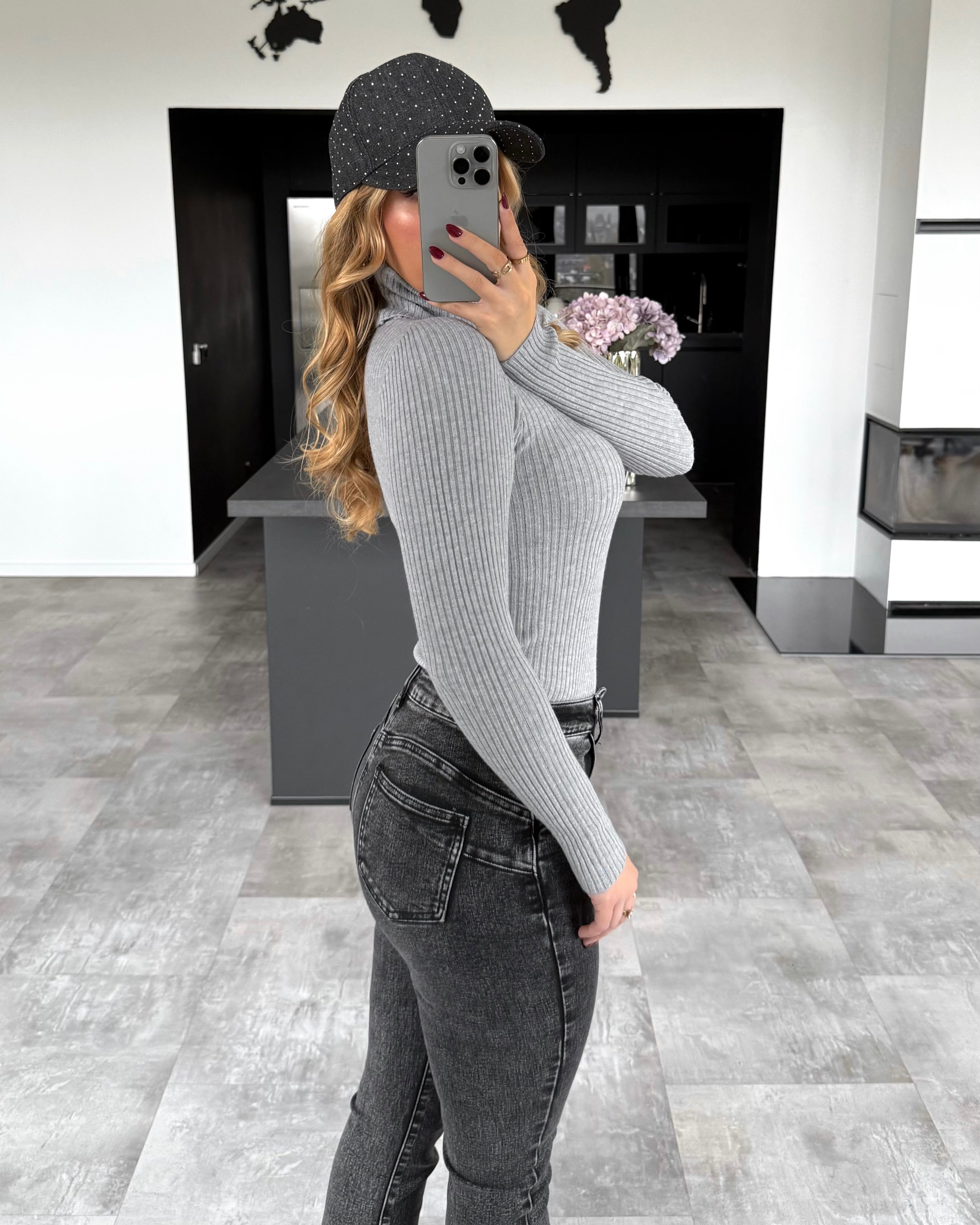 Rollkragenpullover "Rosy" Hellgrau