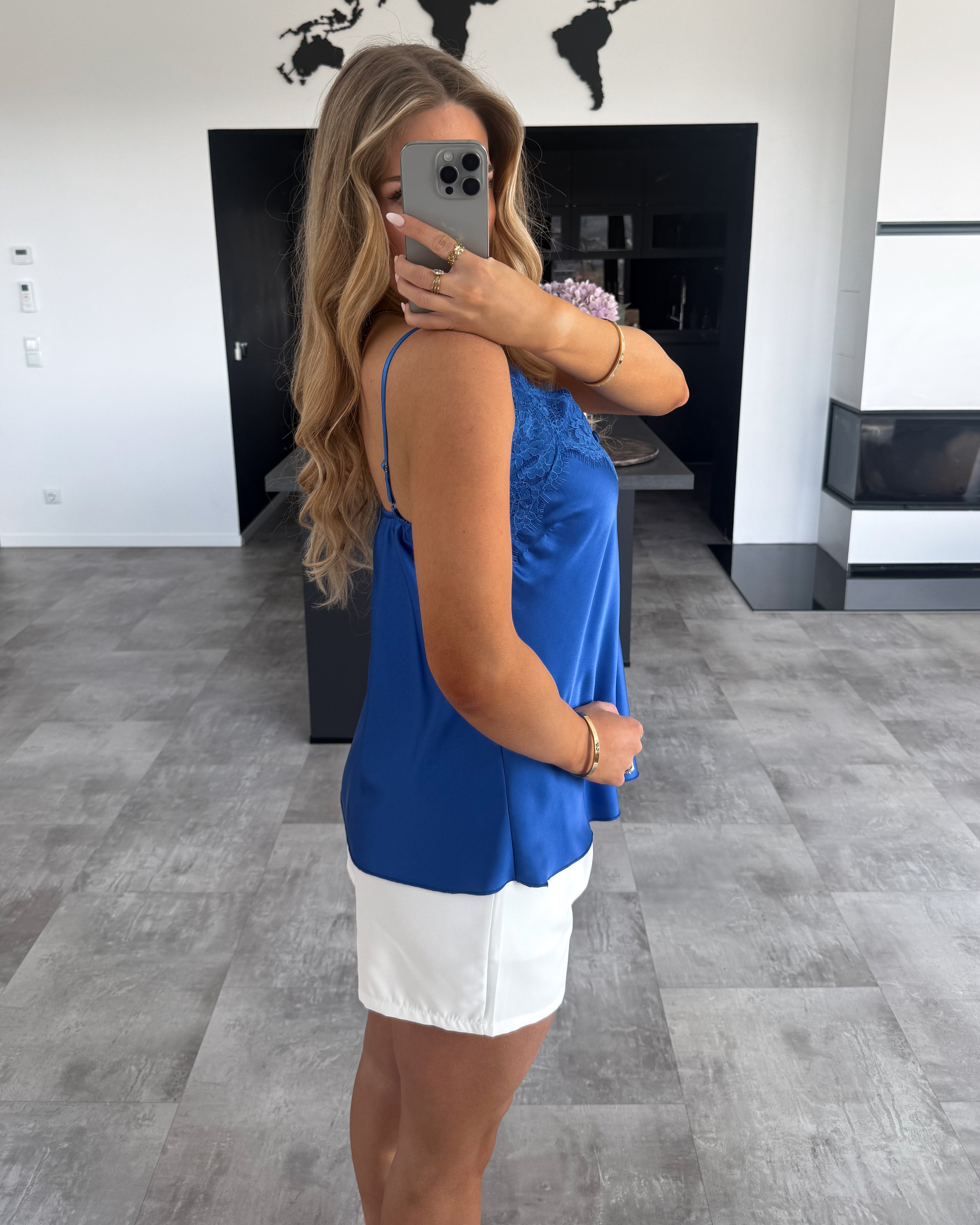 Spaghettiträger-Top "Malina" mit Spitze Royalblau