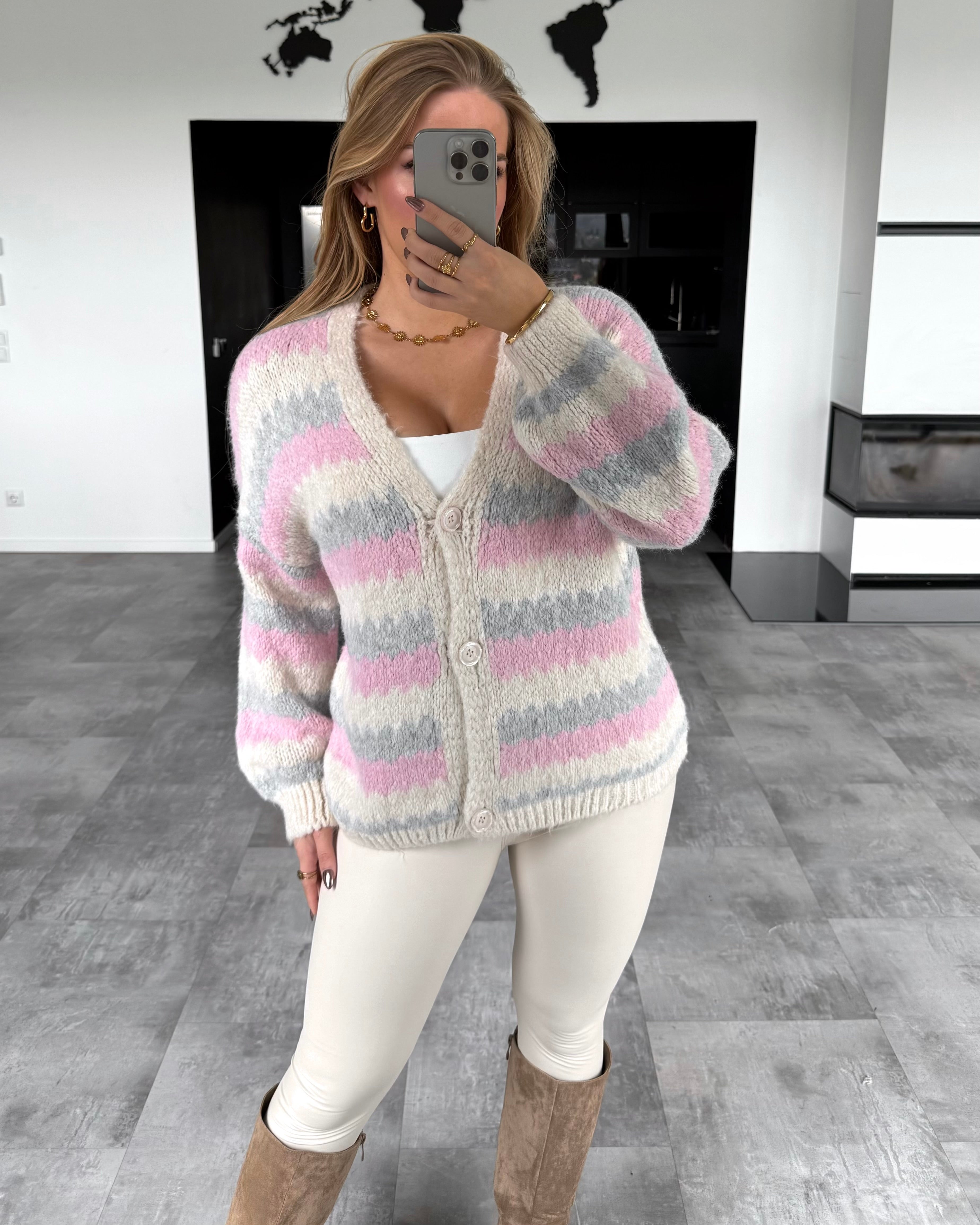 Cardigan "Lottie" Rosa-Grau