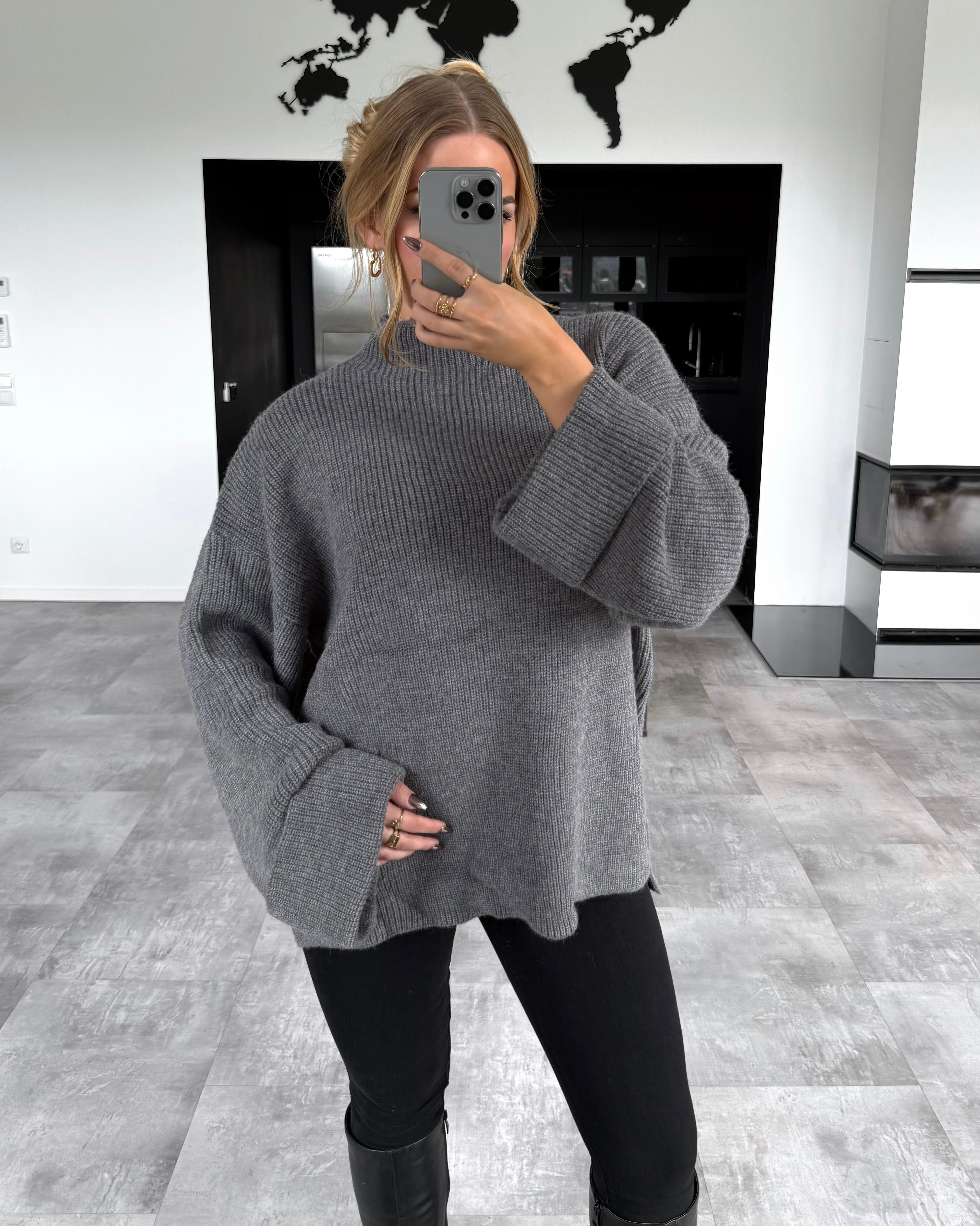 Strickpullover "Lina“ Dunkelgrau