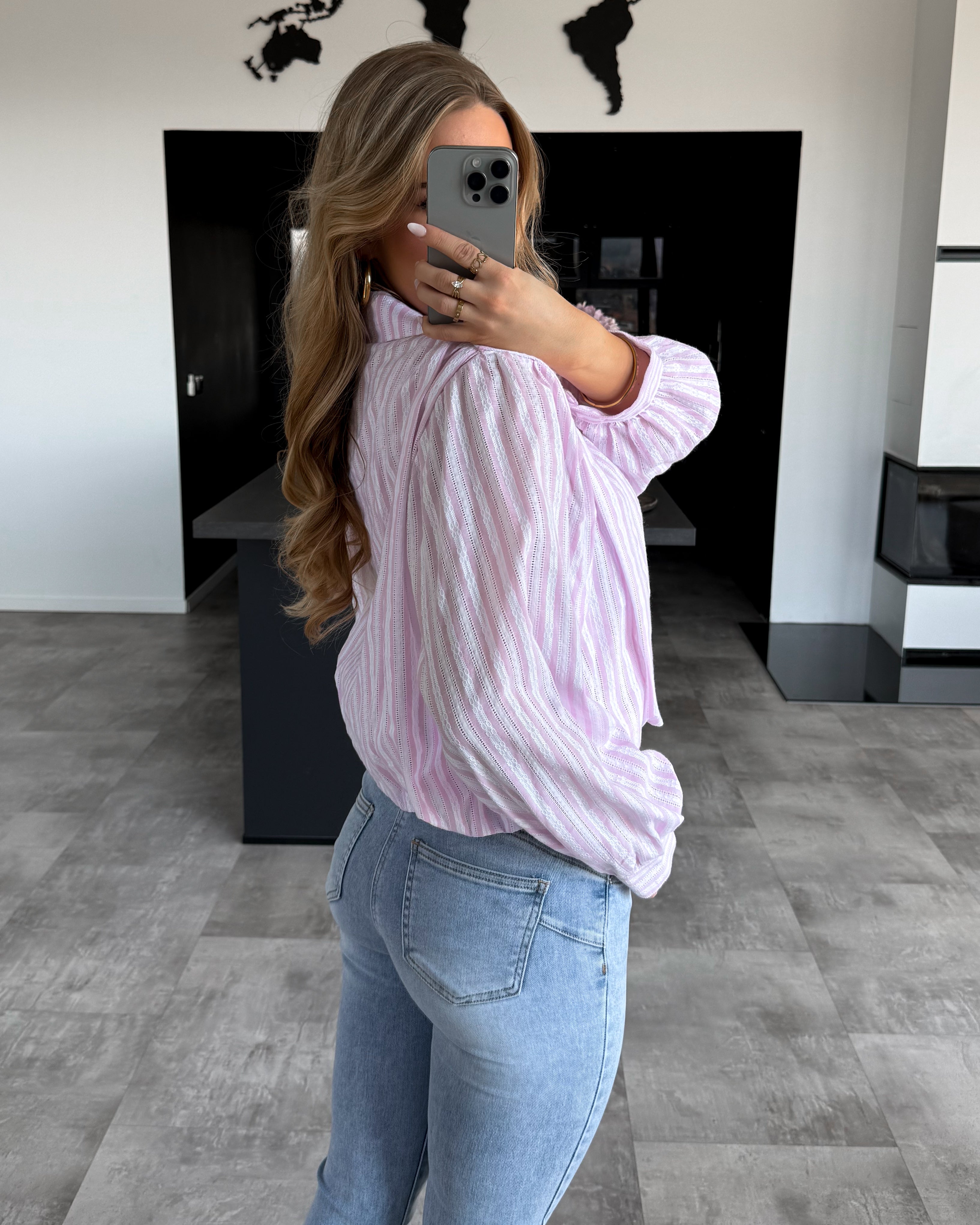 Bluse "Lainey" Weiß-Rosa