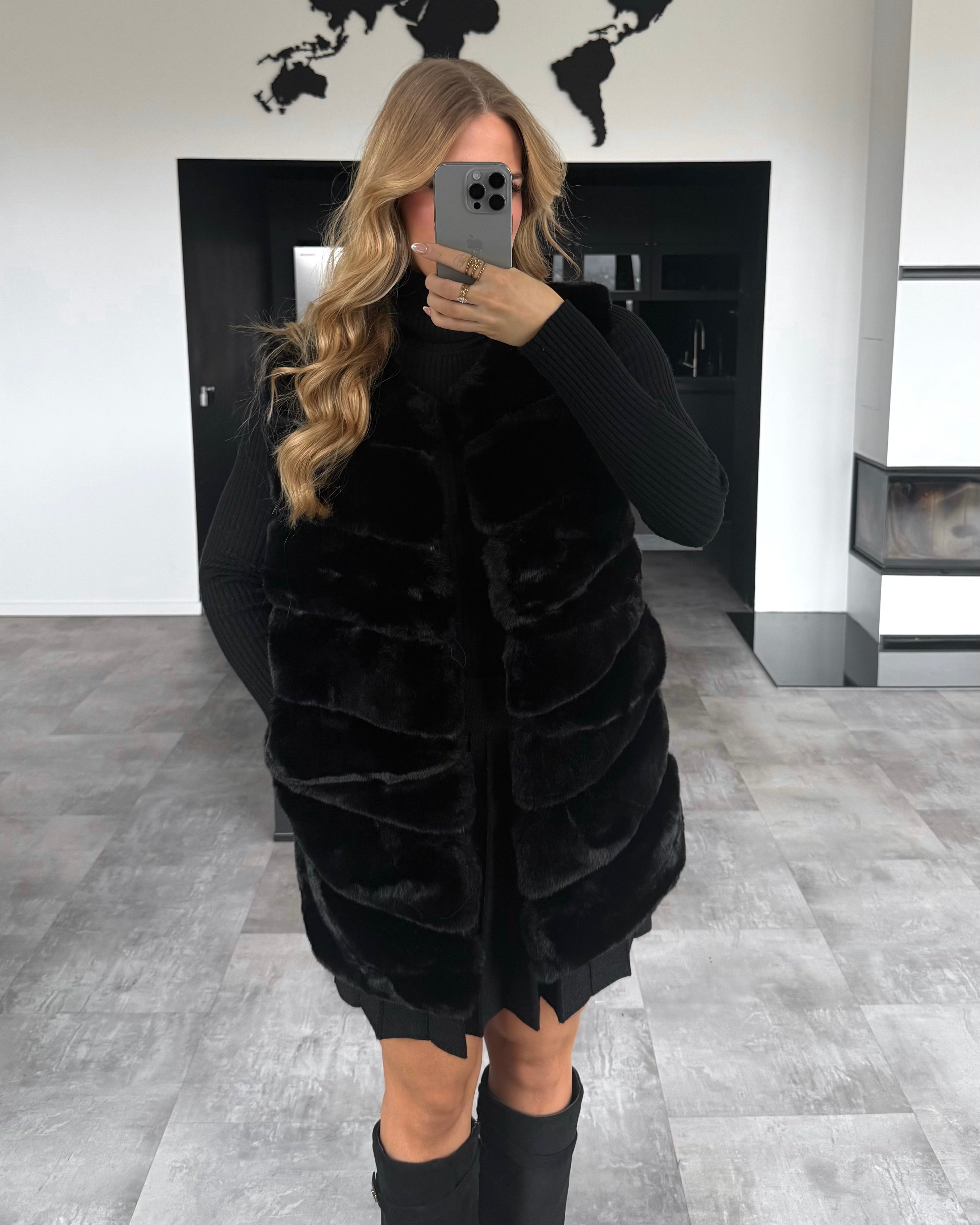 Fellweste “Valery” Schwarz