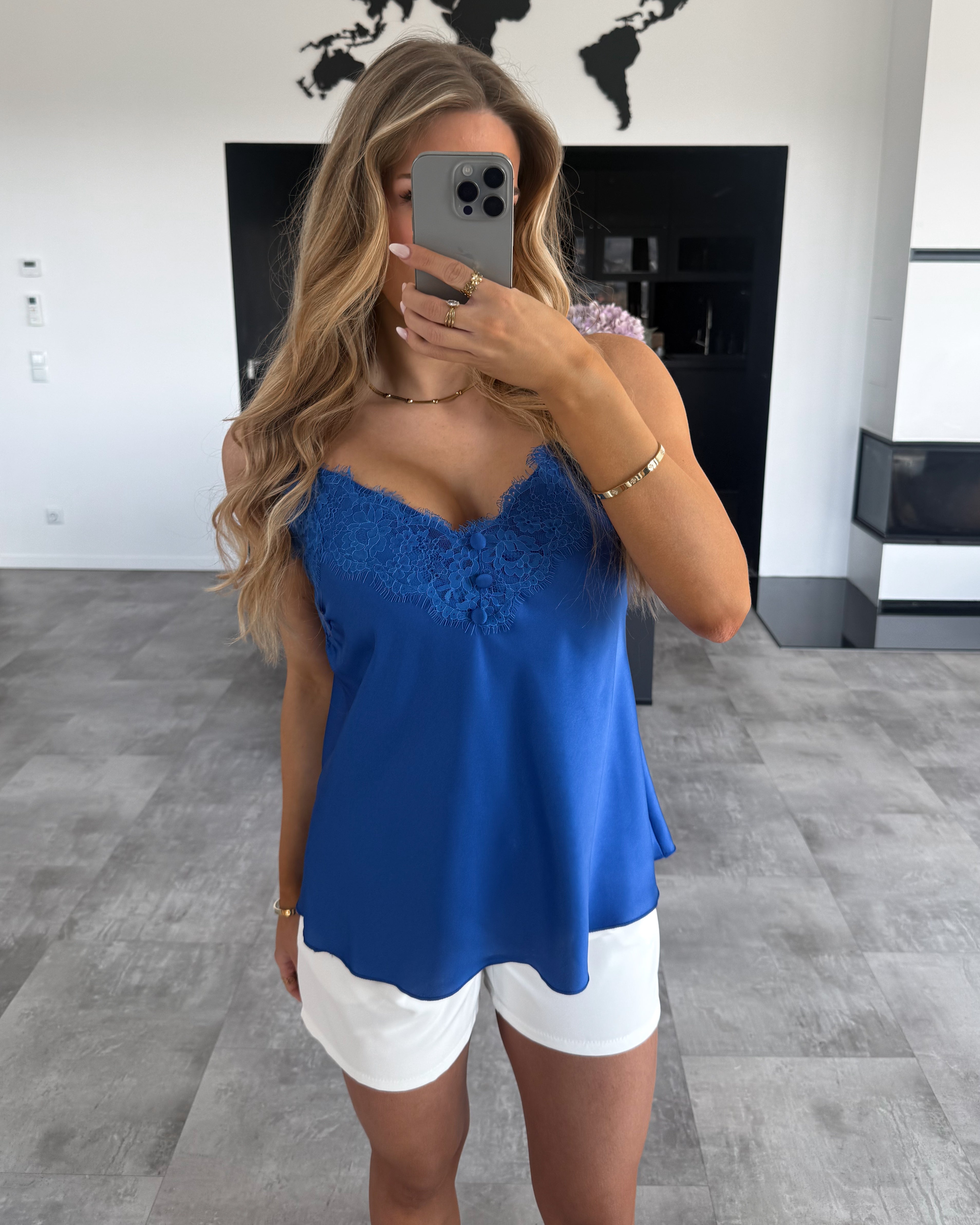 Spaghettiträger-Top "Malina" mit Spitze Royalblau