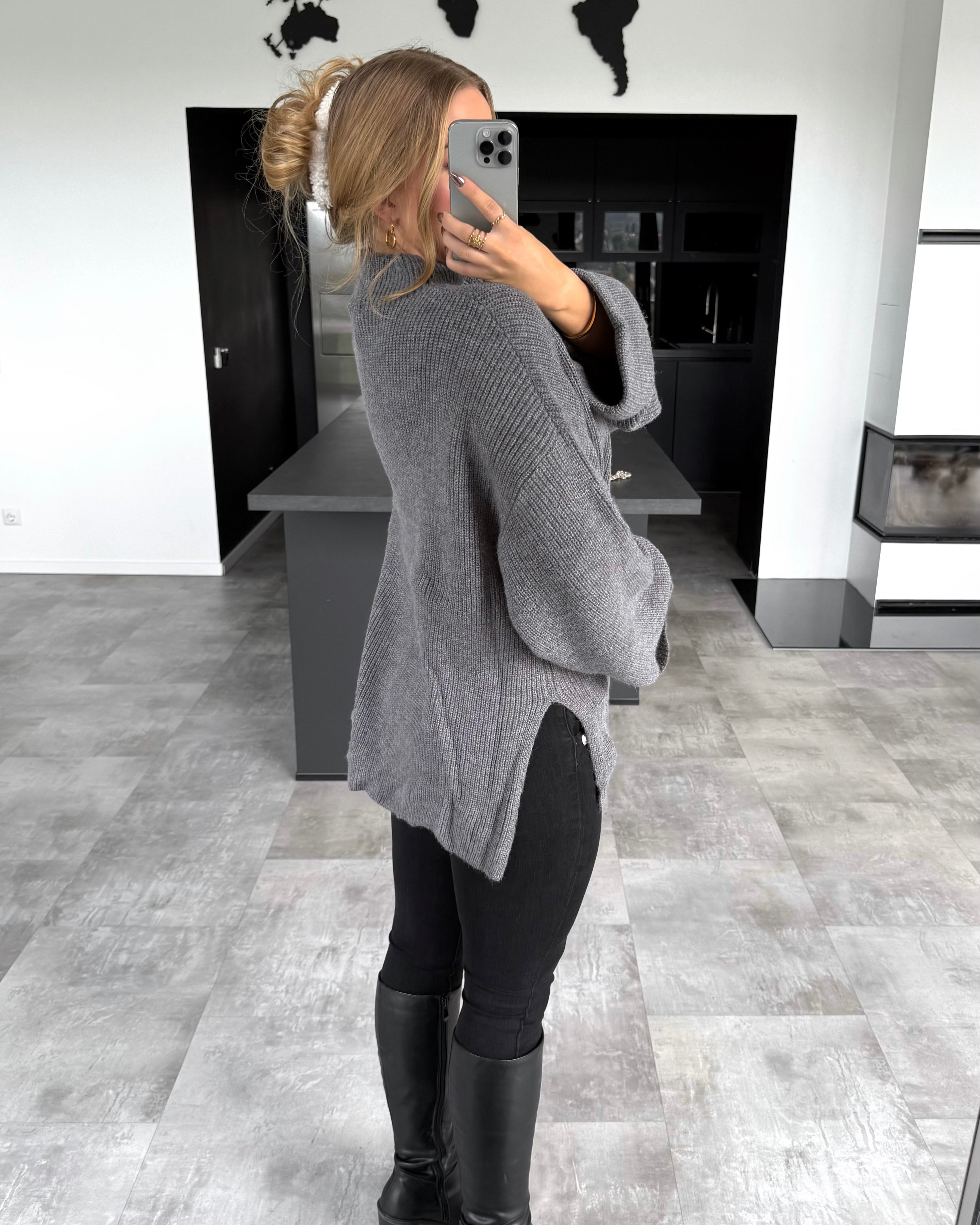 Strickpullover "Lina“ Dunkelgrau