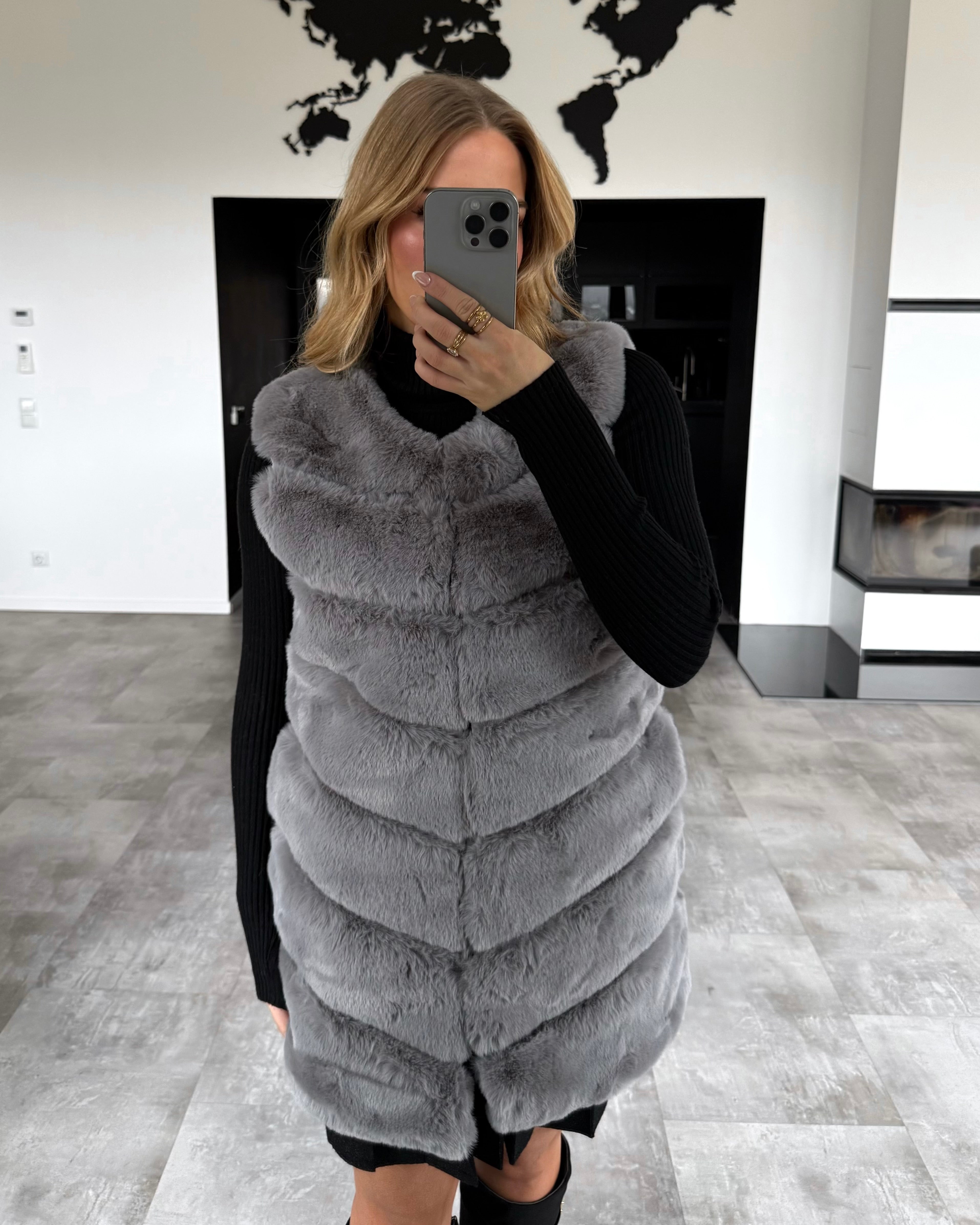 Fellweste “Valery” Grau