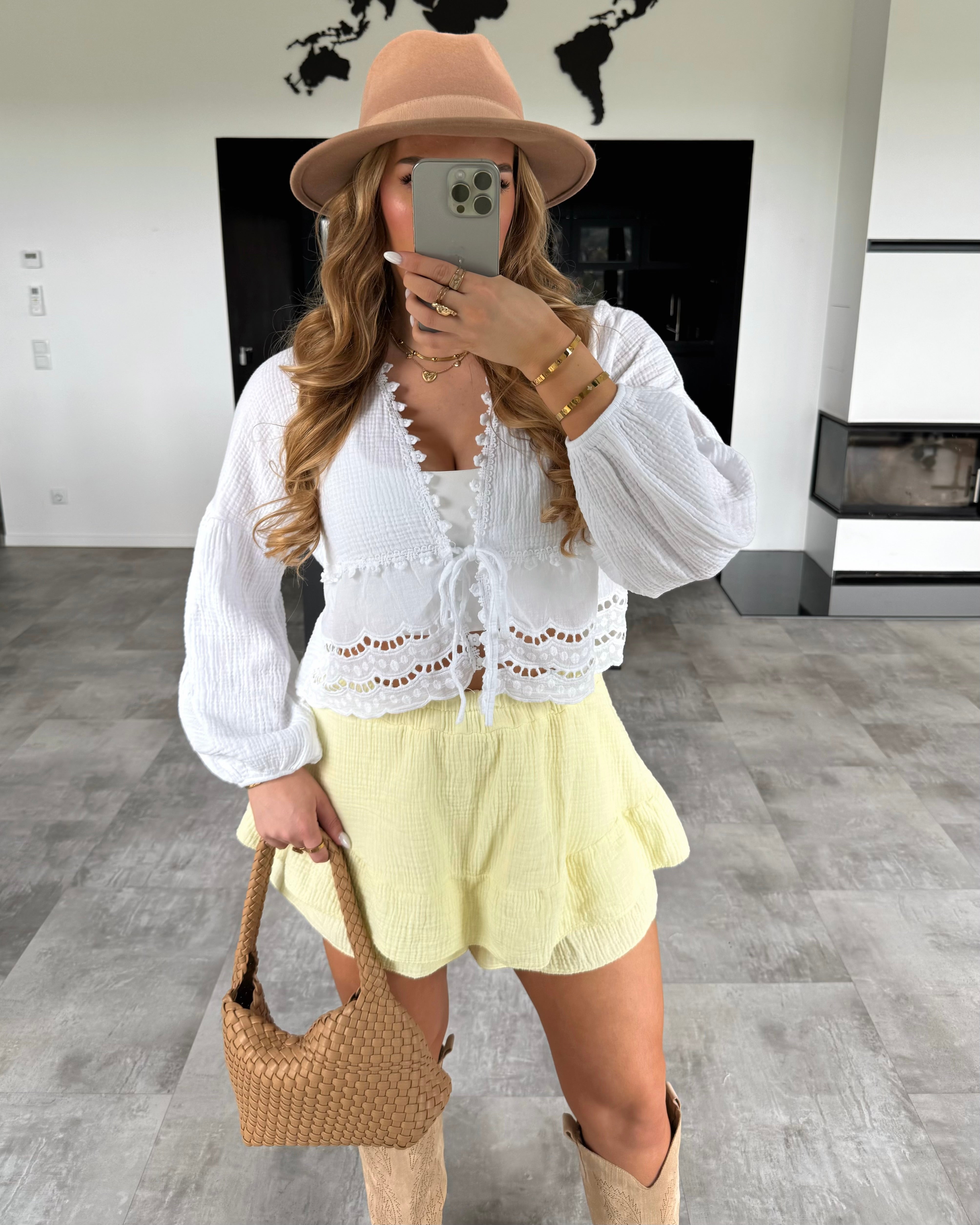 Musselin Knoten-Bluse "Emmi" Weiß (Pre Order)